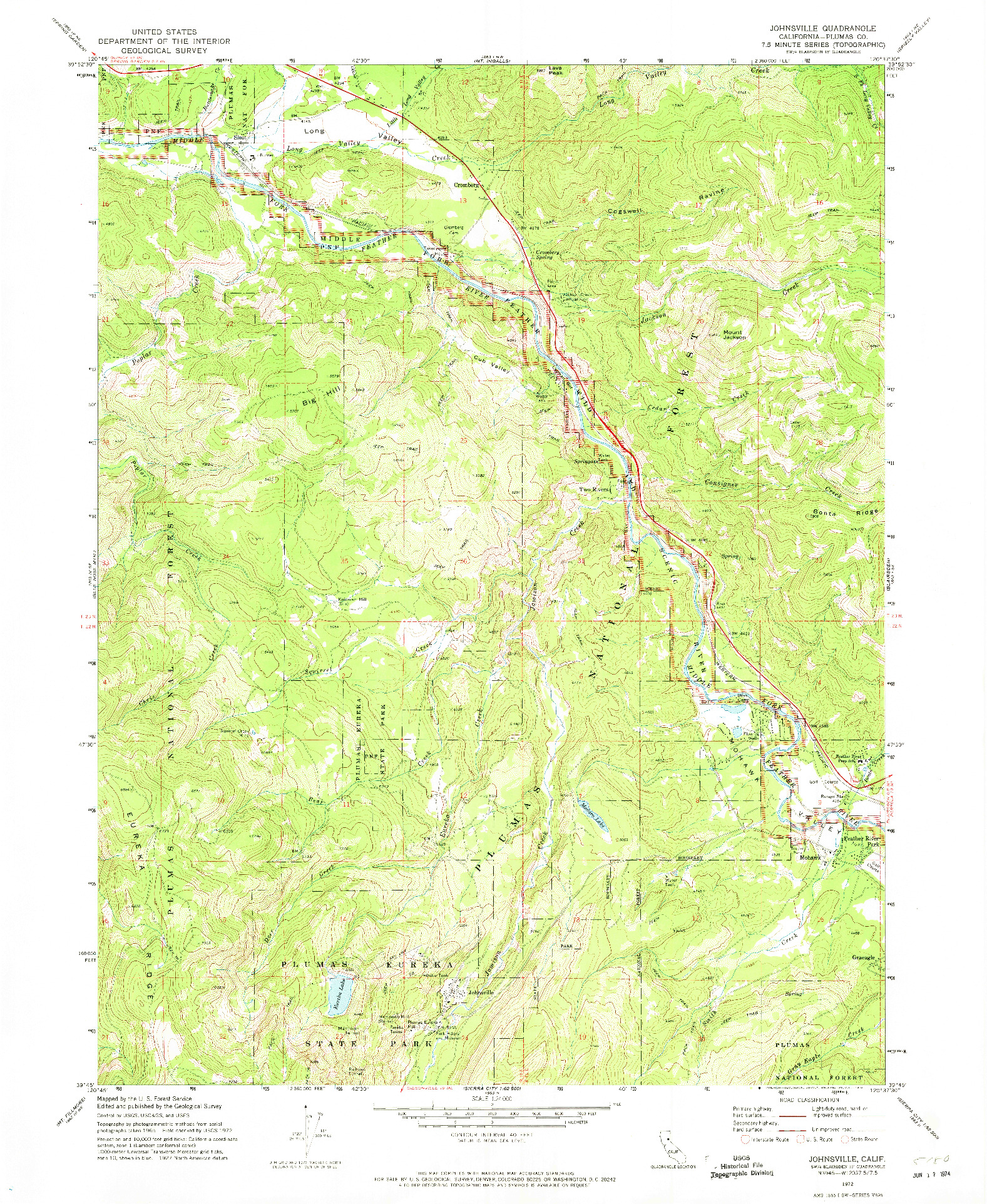 USGS 1:24000-SCALE QUADRANGLE FOR JOHNSVILLE, CA 1972