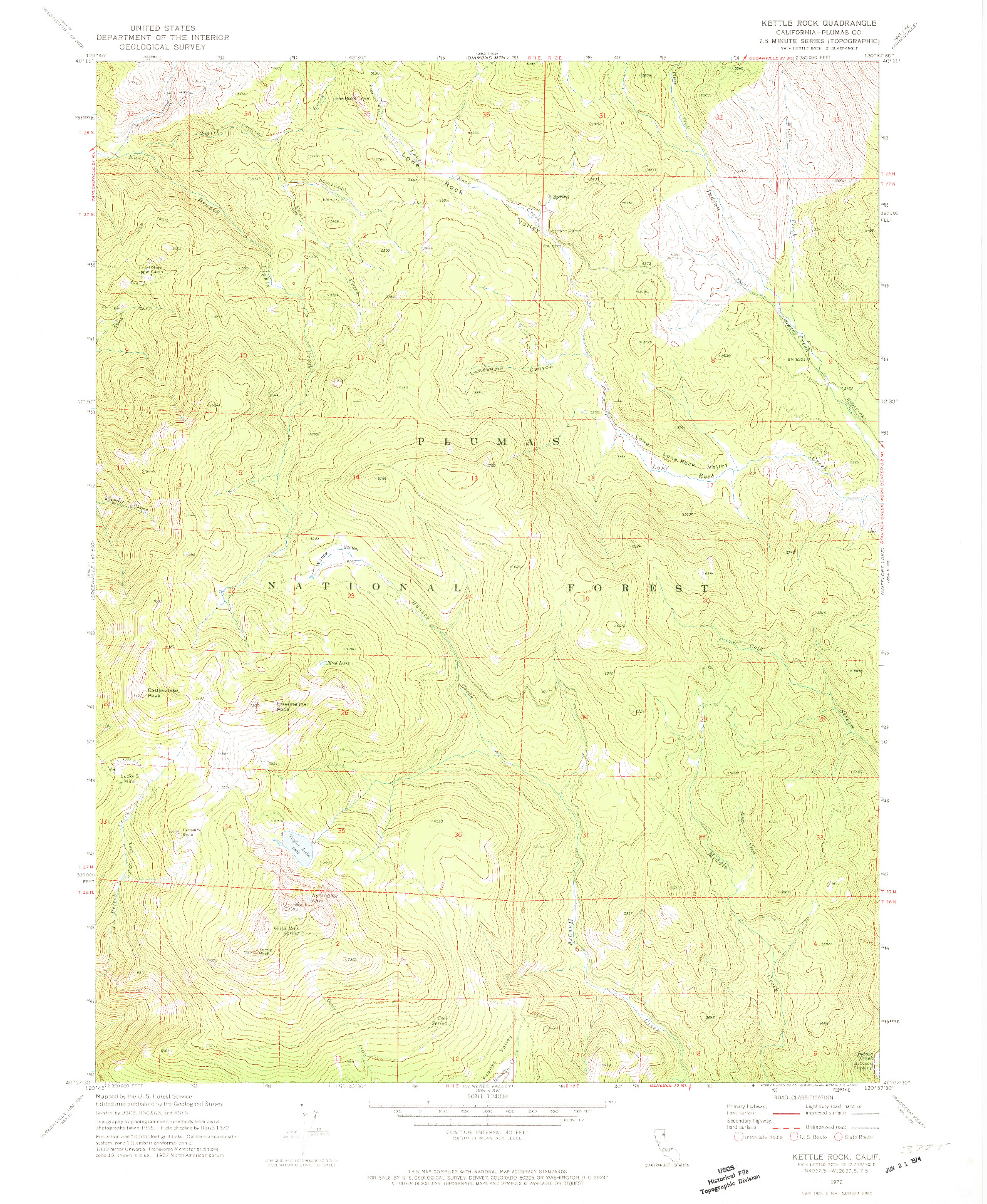 USGS 1:24000-SCALE QUADRANGLE FOR KETTLE ROCK, CA 1972