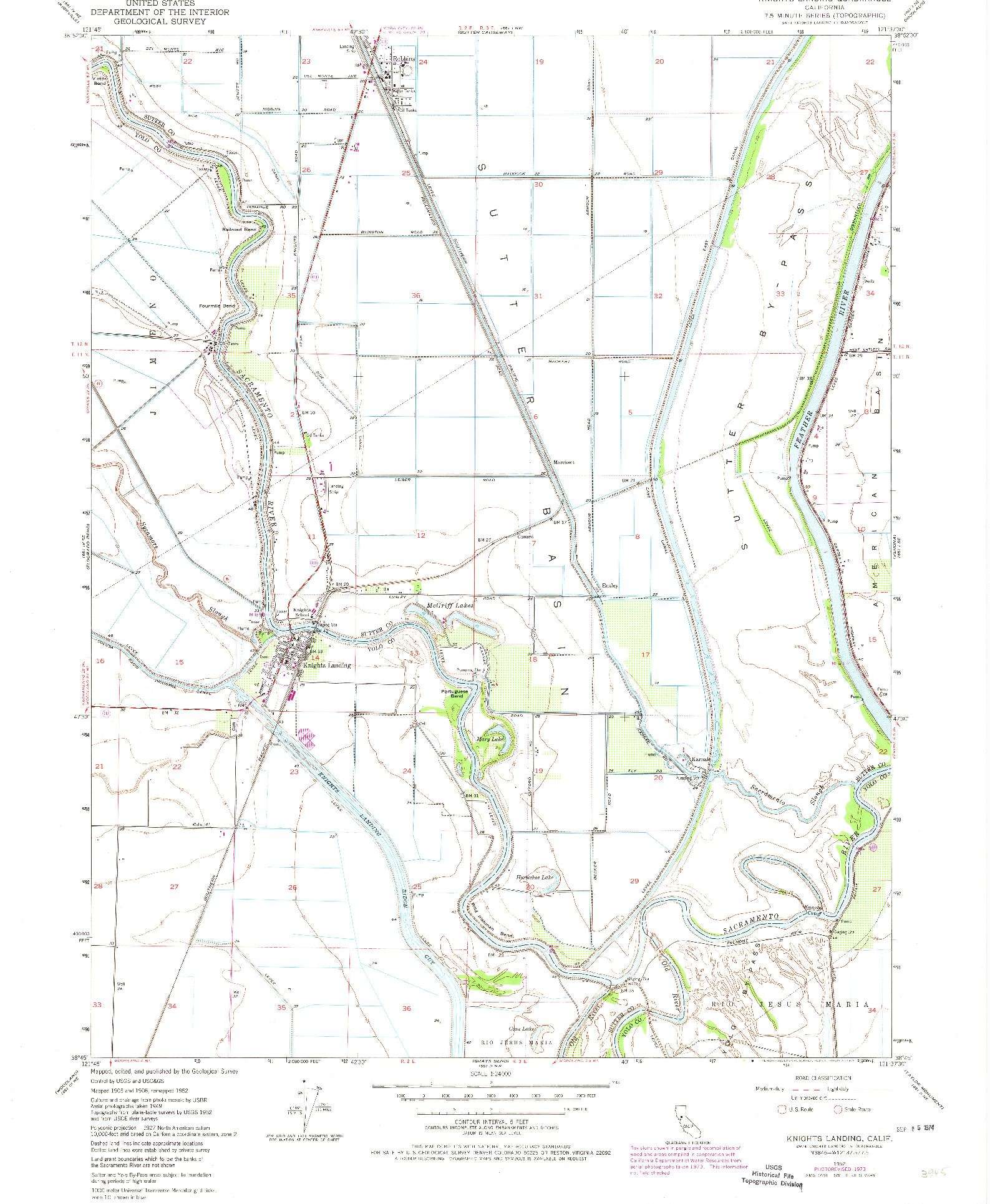 USGS 1:24000-SCALE QUADRANGLE FOR KNIGHTS LANDING, CA 1952