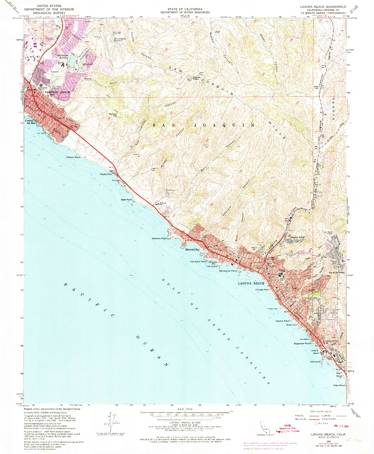 USGS 1:24000-SCALE QUADRANGLE FOR LAGUNA BEACH, CA 1965
