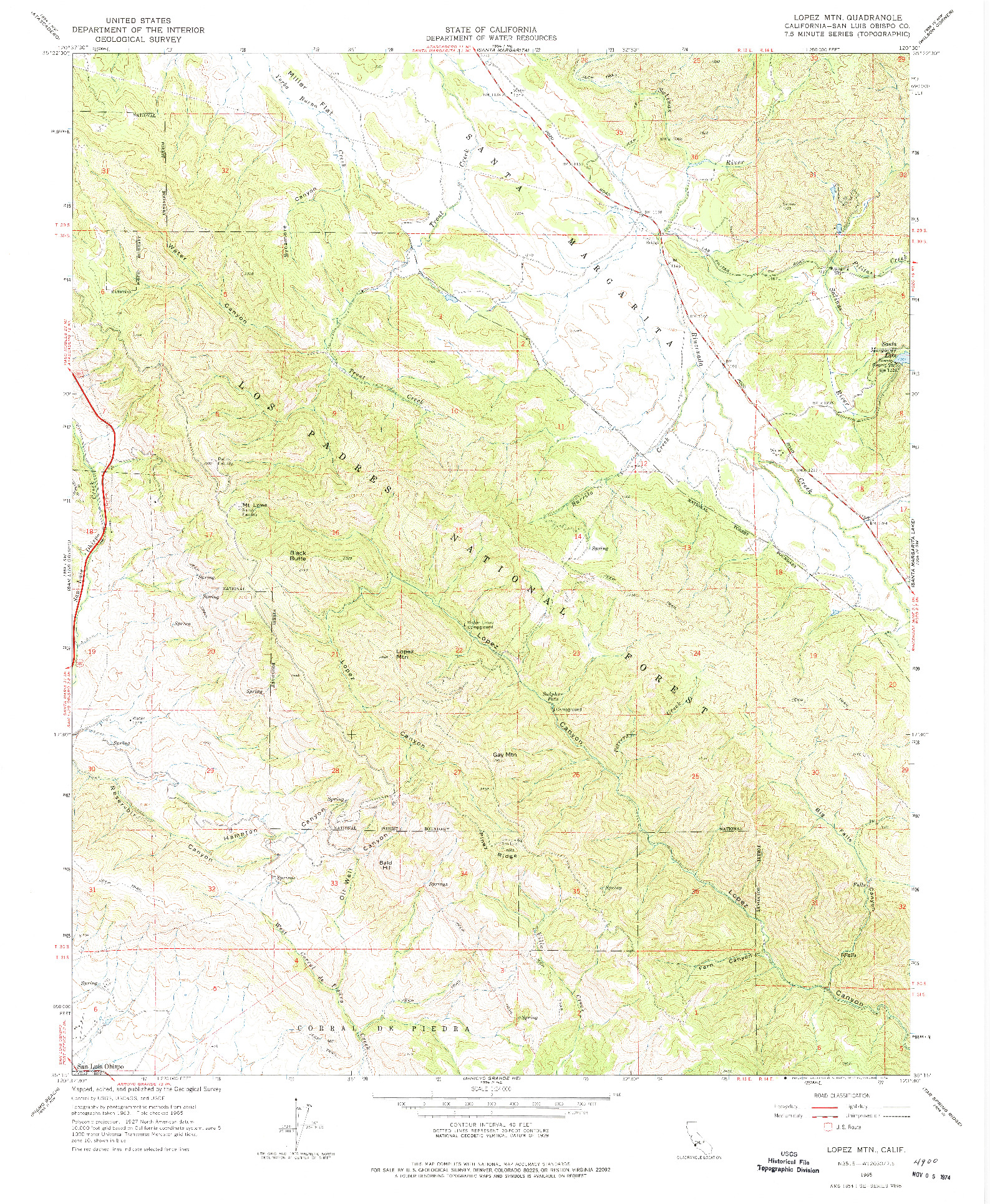 USGS 1:24000-SCALE QUADRANGLE FOR LOPEZ MOUNTAIN, CA 1965