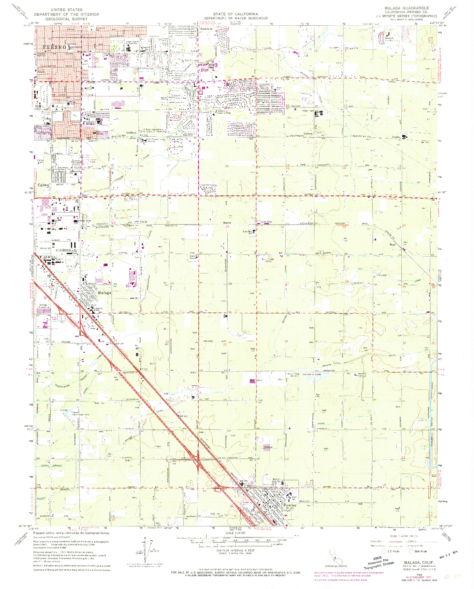 USGS 1:24000-SCALE QUADRANGLE FOR MALAGA, CA 1964