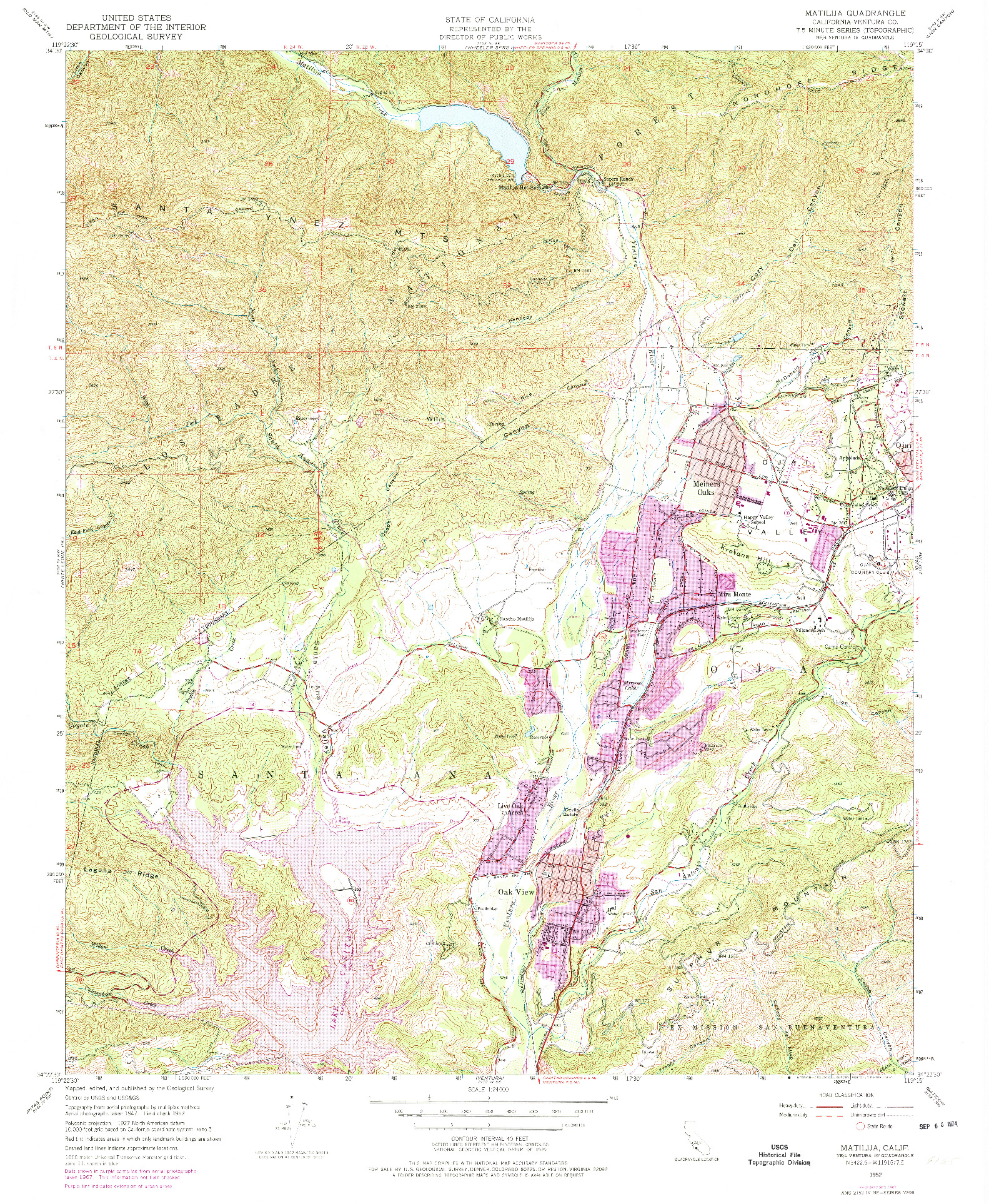 USGS 1:24000-SCALE QUADRANGLE FOR MATILIJA, CA 1952