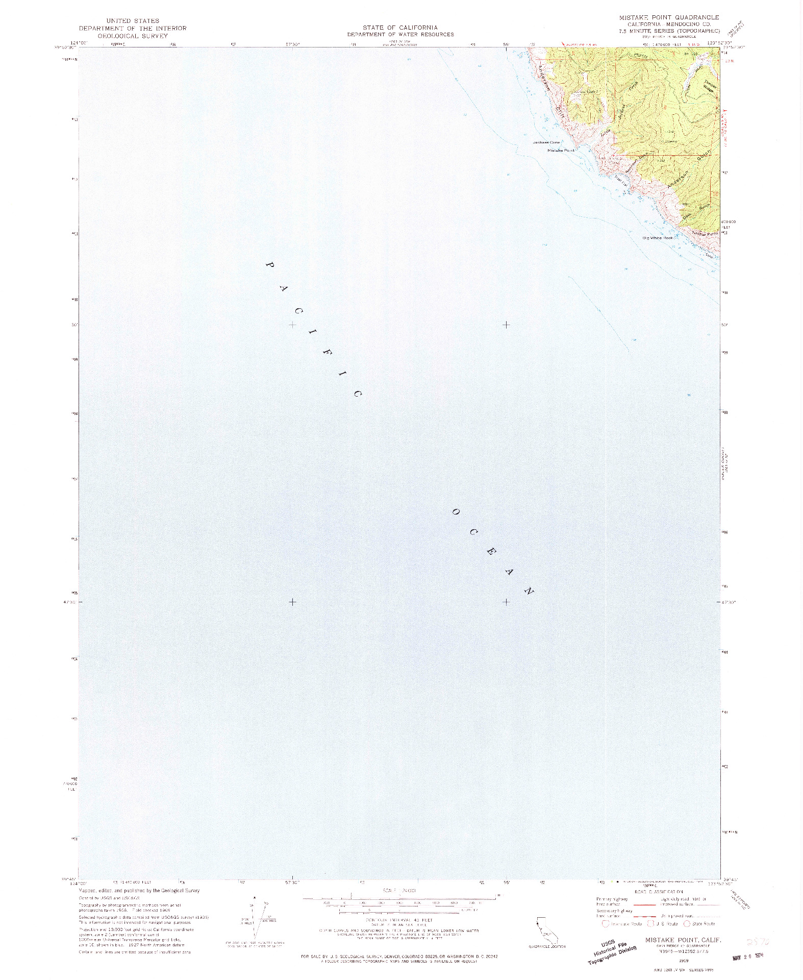 USGS 1:24000-SCALE QUADRANGLE FOR MISTAKE POINT, CA 1969