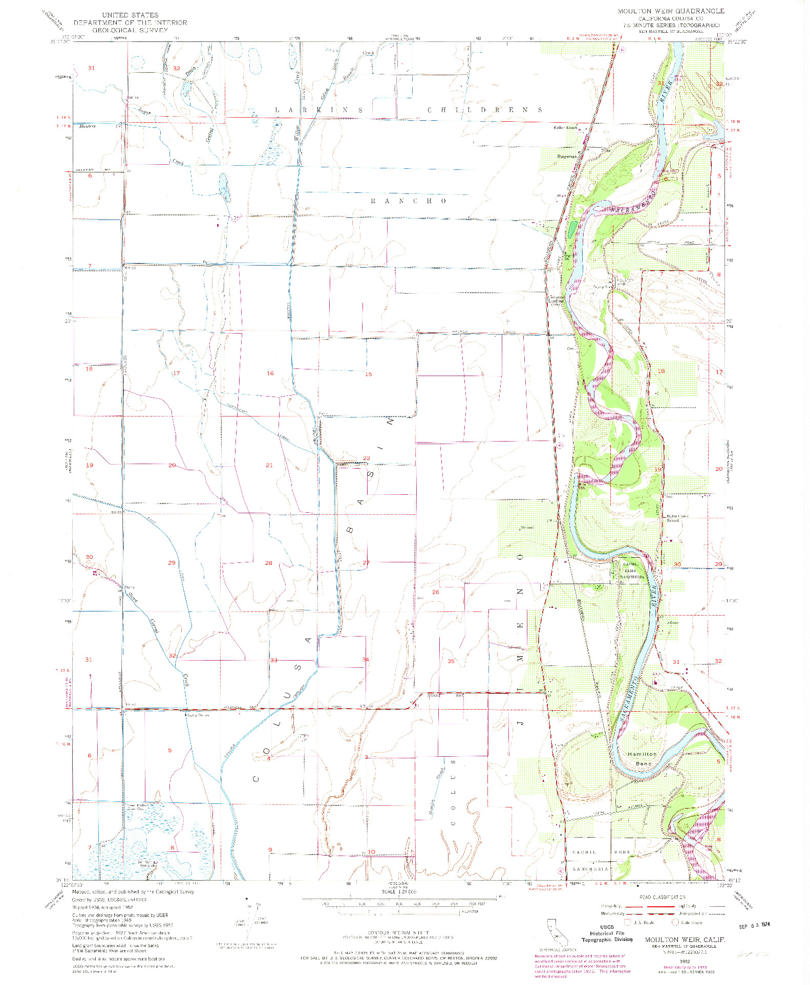 USGS 1:24000-SCALE QUADRANGLE FOR MOULTON WEIR, CA 1952
