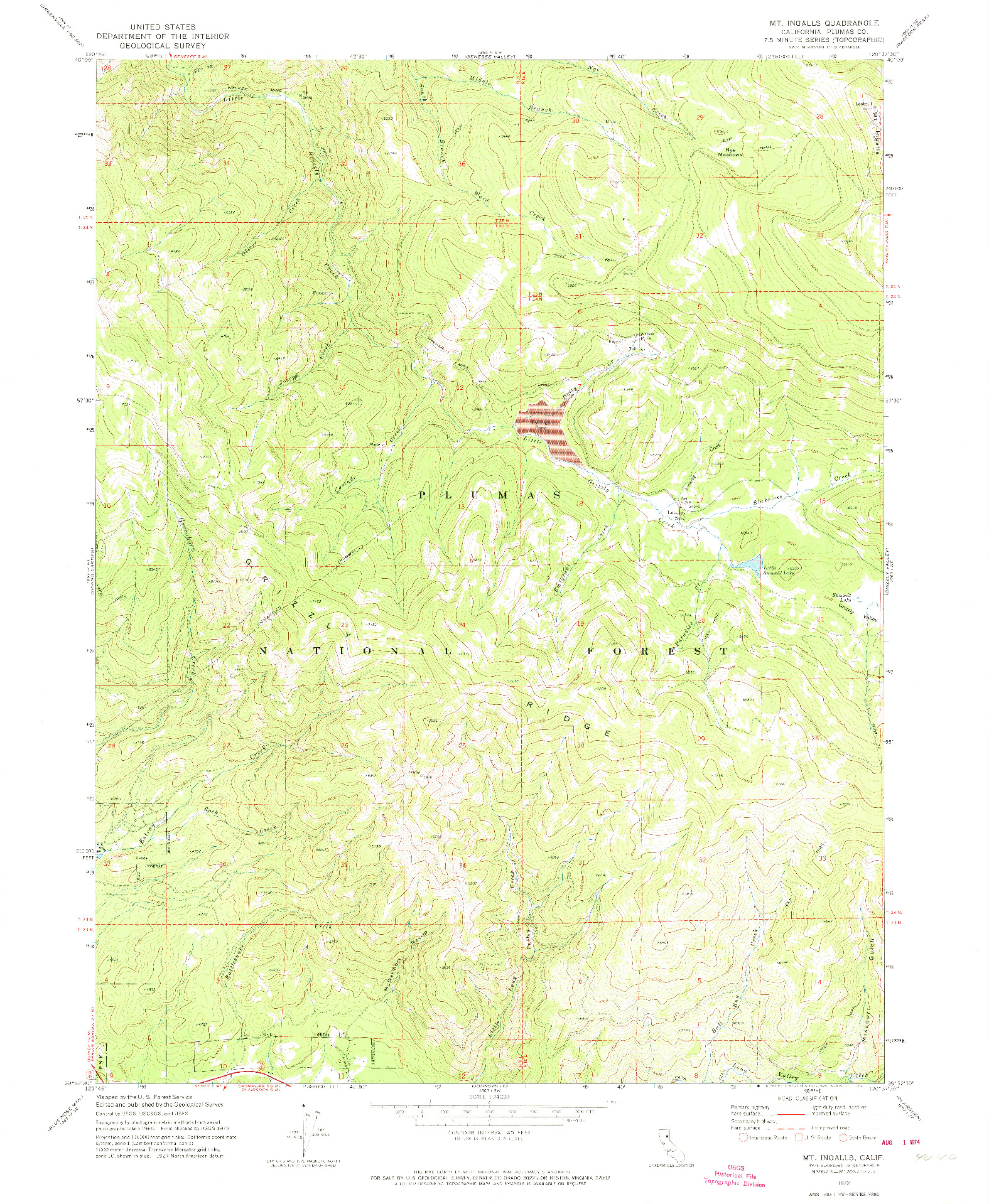USGS 1:24000-SCALE QUADRANGLE FOR MT. INGALLS, CA 1972