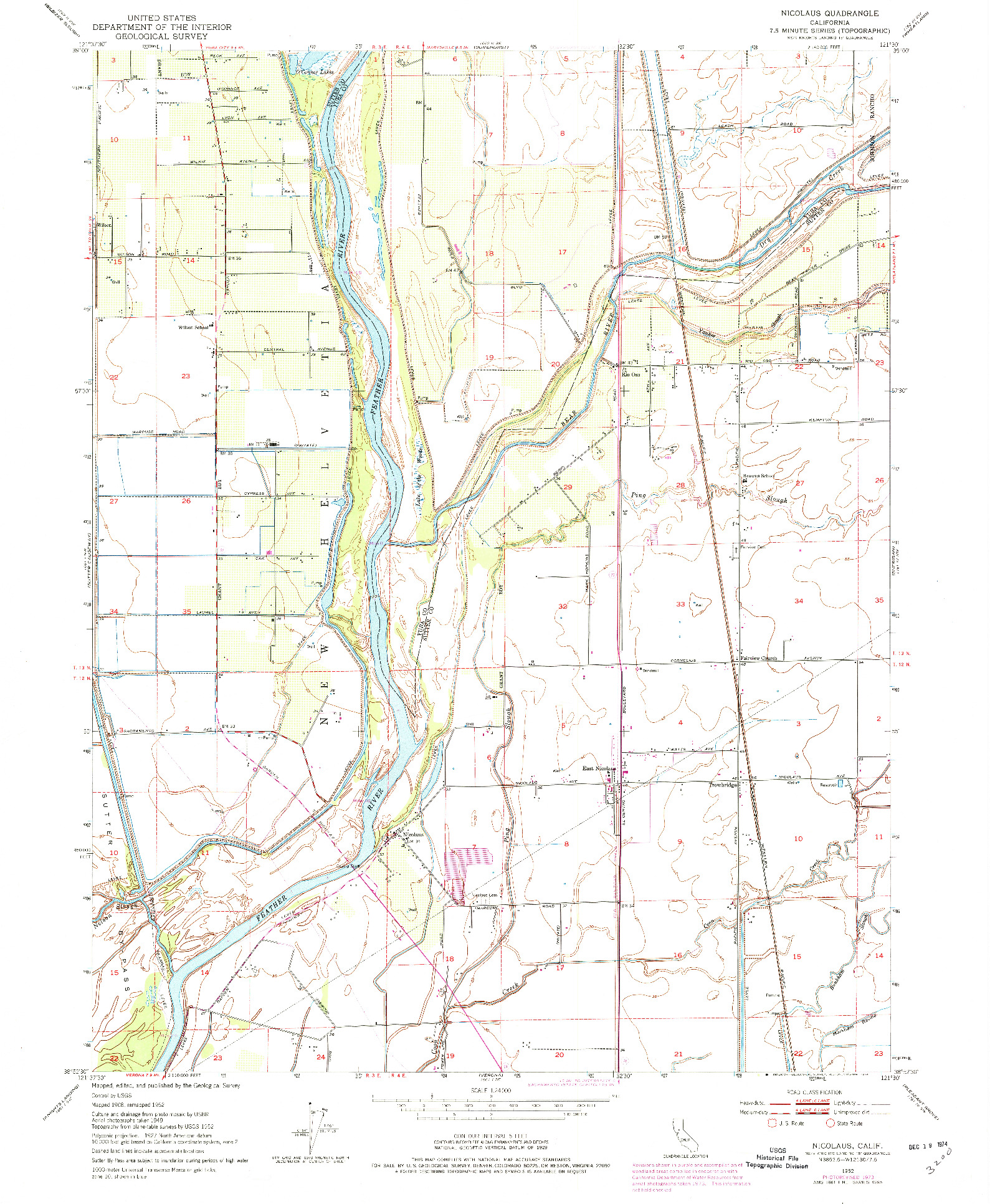 USGS 1:24000-SCALE QUADRANGLE FOR NICOLAUS, CA 1952