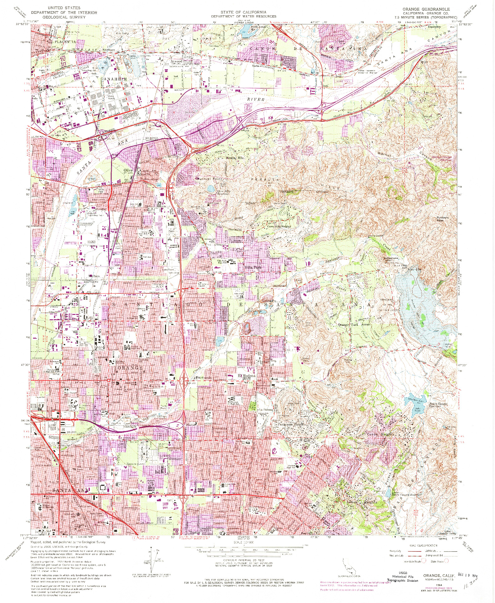 USGS 1:24000-SCALE QUADRANGLE FOR ORANGE, CA 1964