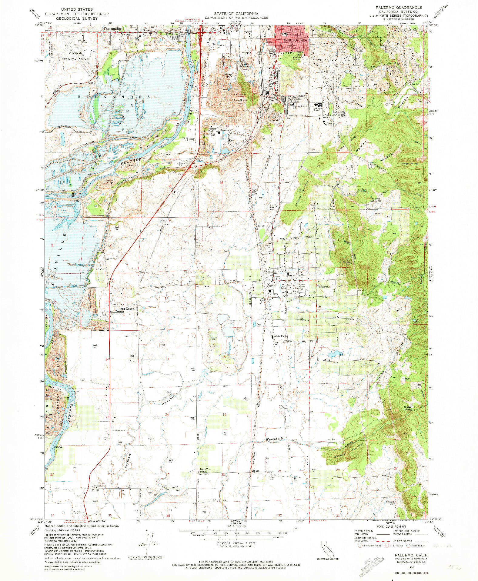 USGS 1:24000-SCALE QUADRANGLE FOR PALERMO, CA 1970