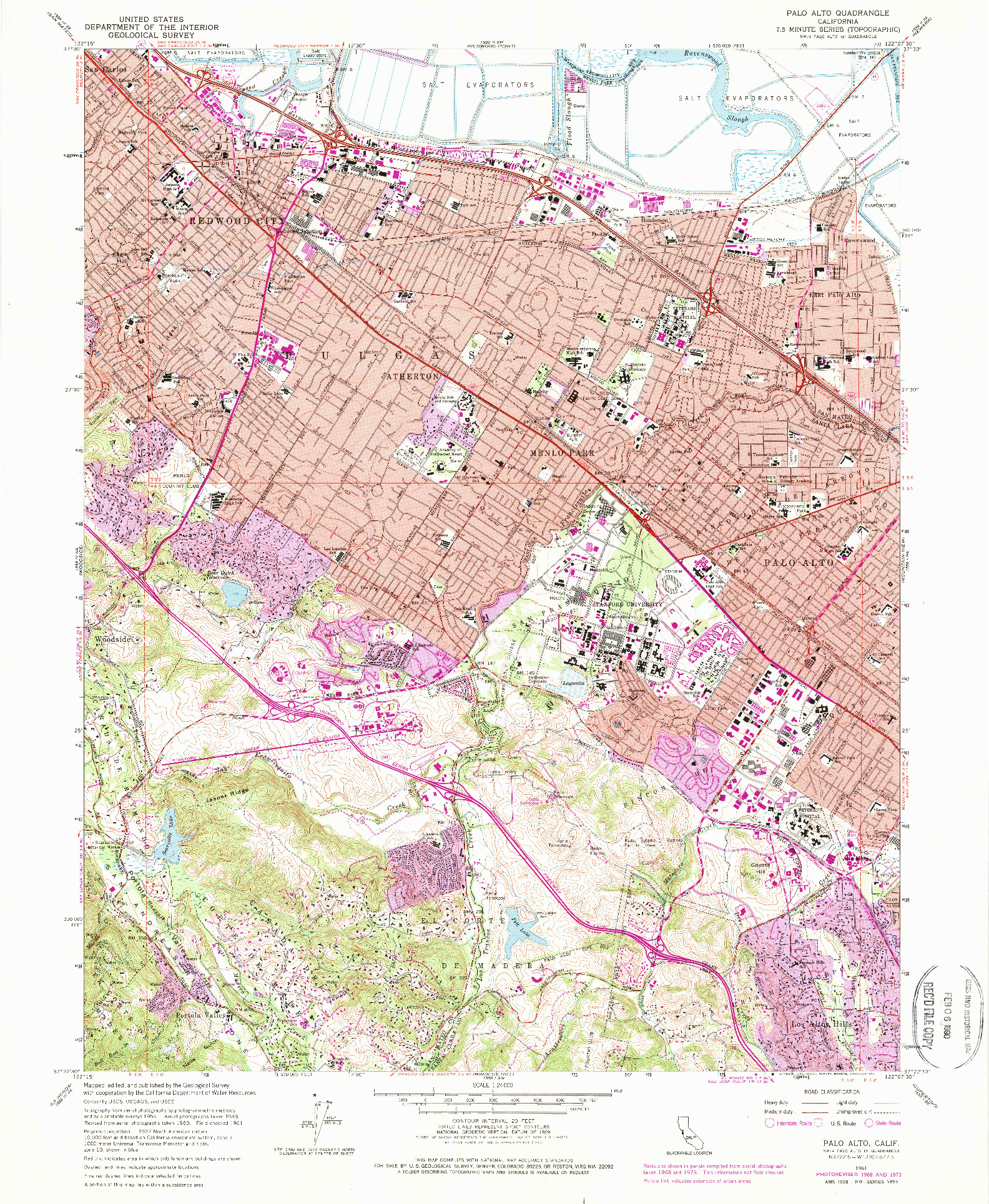 USGS 1:24000-SCALE QUADRANGLE FOR PALO ALTO, CA 1961