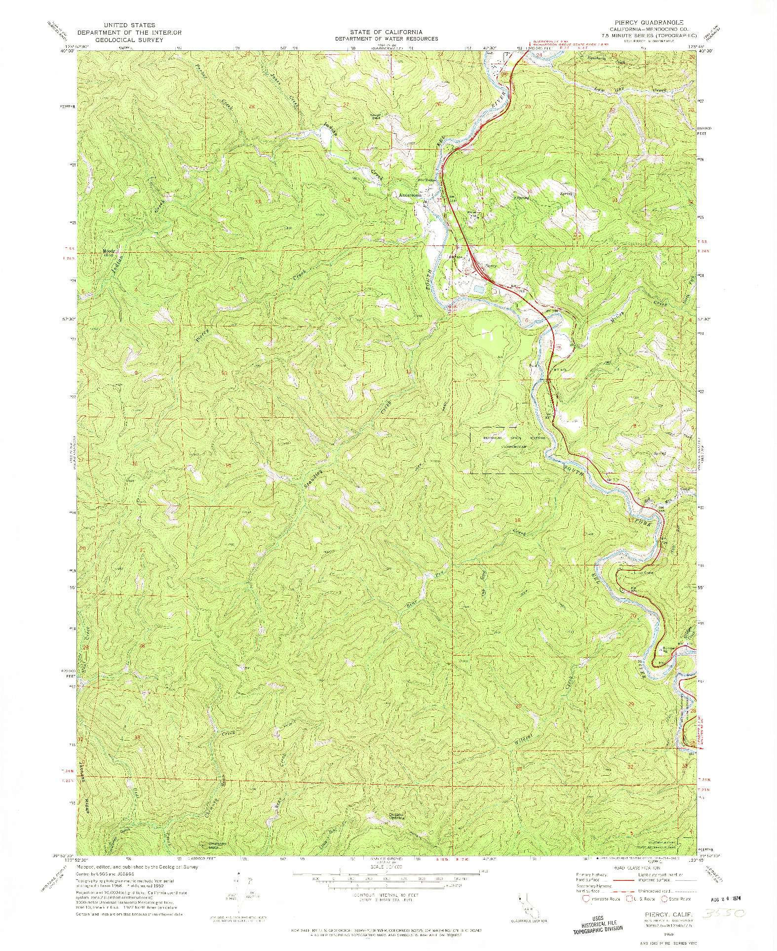 USGS 1:24000-SCALE QUADRANGLE FOR PIERCY, CA 1969