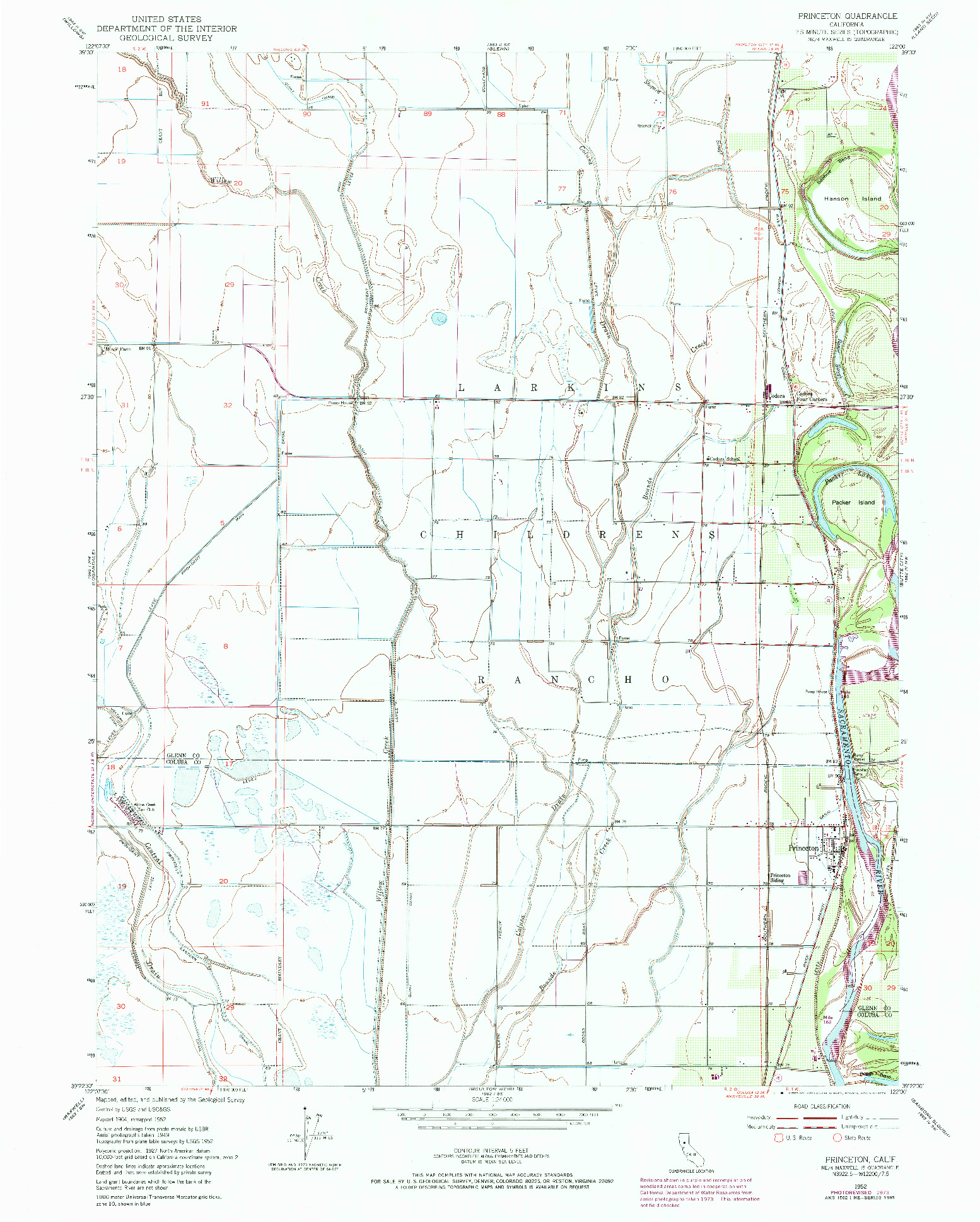 USGS 1:24000-SCALE QUADRANGLE FOR PRINCETON, CA 1952