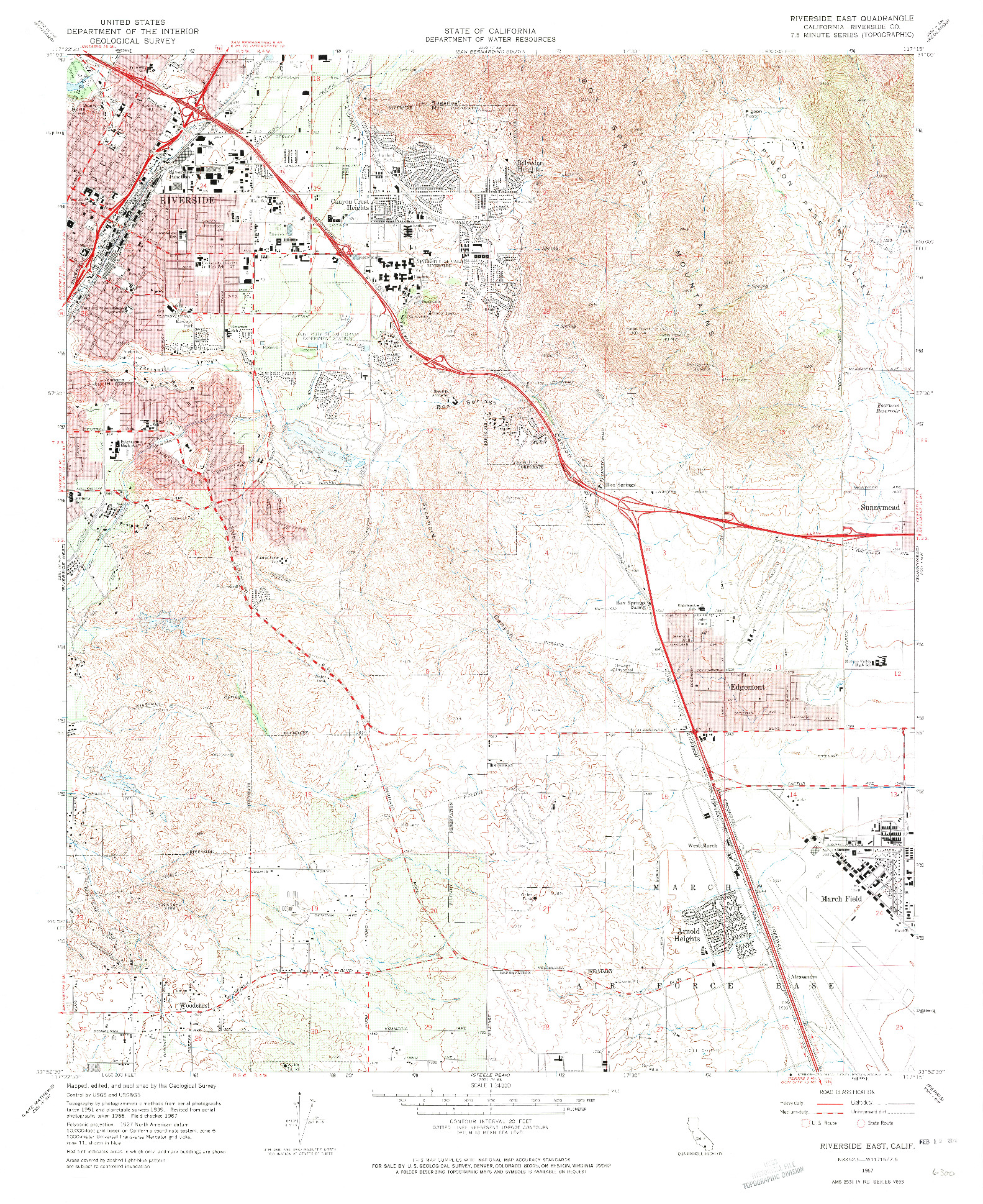 USGS 1:24000-SCALE QUADRANGLE FOR RIVERSIDE EAST, CA 1967