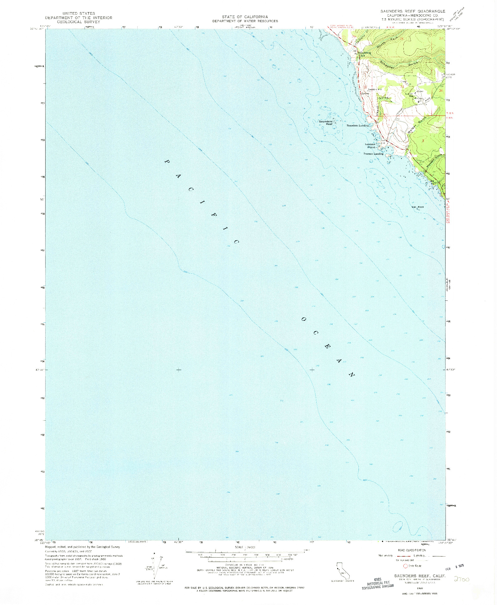 USGS 1:24000-SCALE QUADRANGLE FOR SAUNDERS REEF, CA 1960