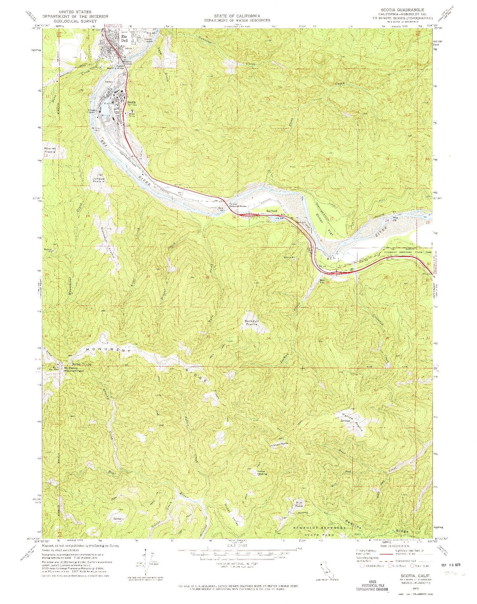 USGS 1:24000-SCALE QUADRANGLE FOR SCOTIA, CA 1970