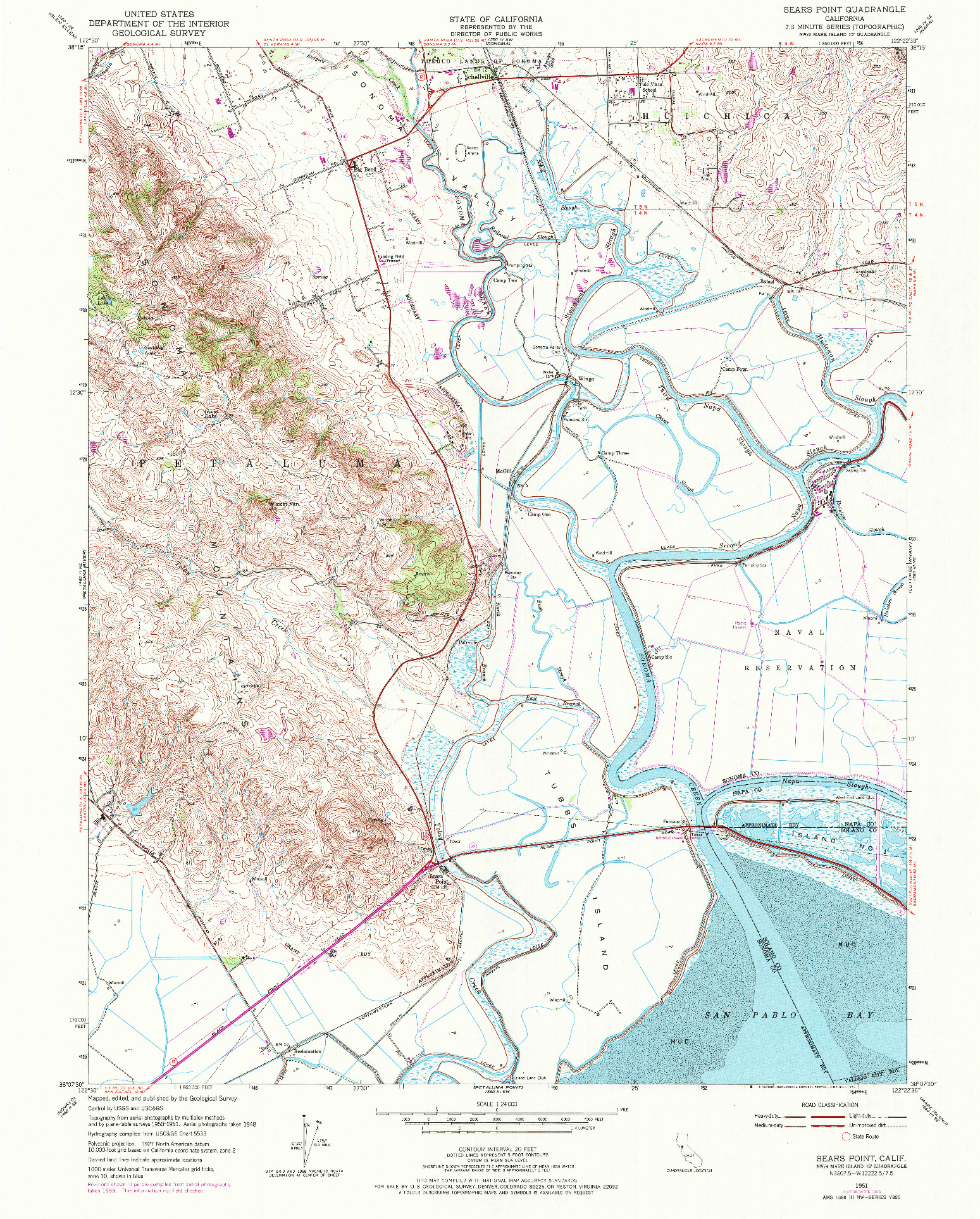 USGS 1:24000-SCALE QUADRANGLE FOR SEARS POINT, CA 1951