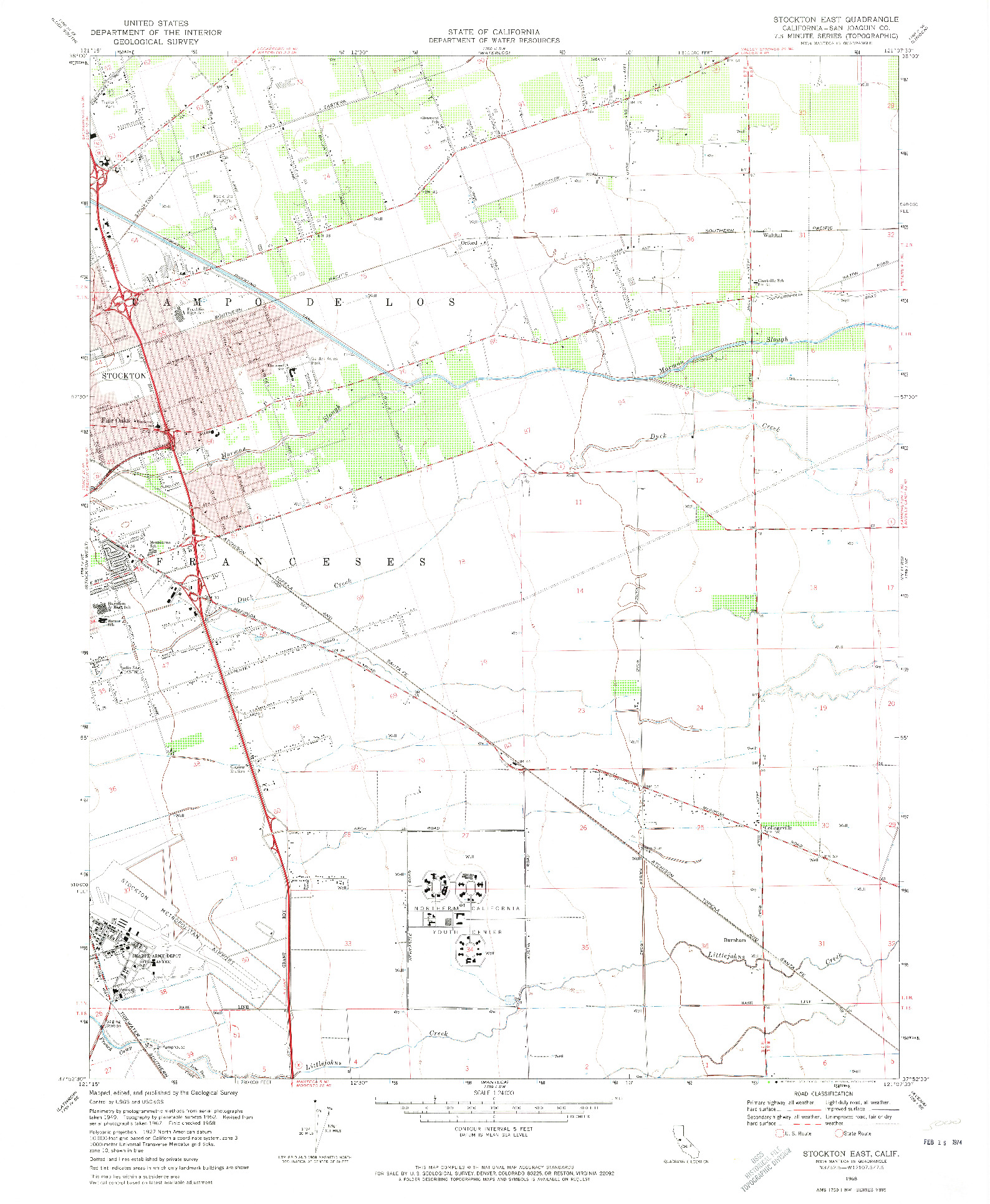 USGS 1:24000-SCALE QUADRANGLE FOR STOCKTON EAST, CA 1968