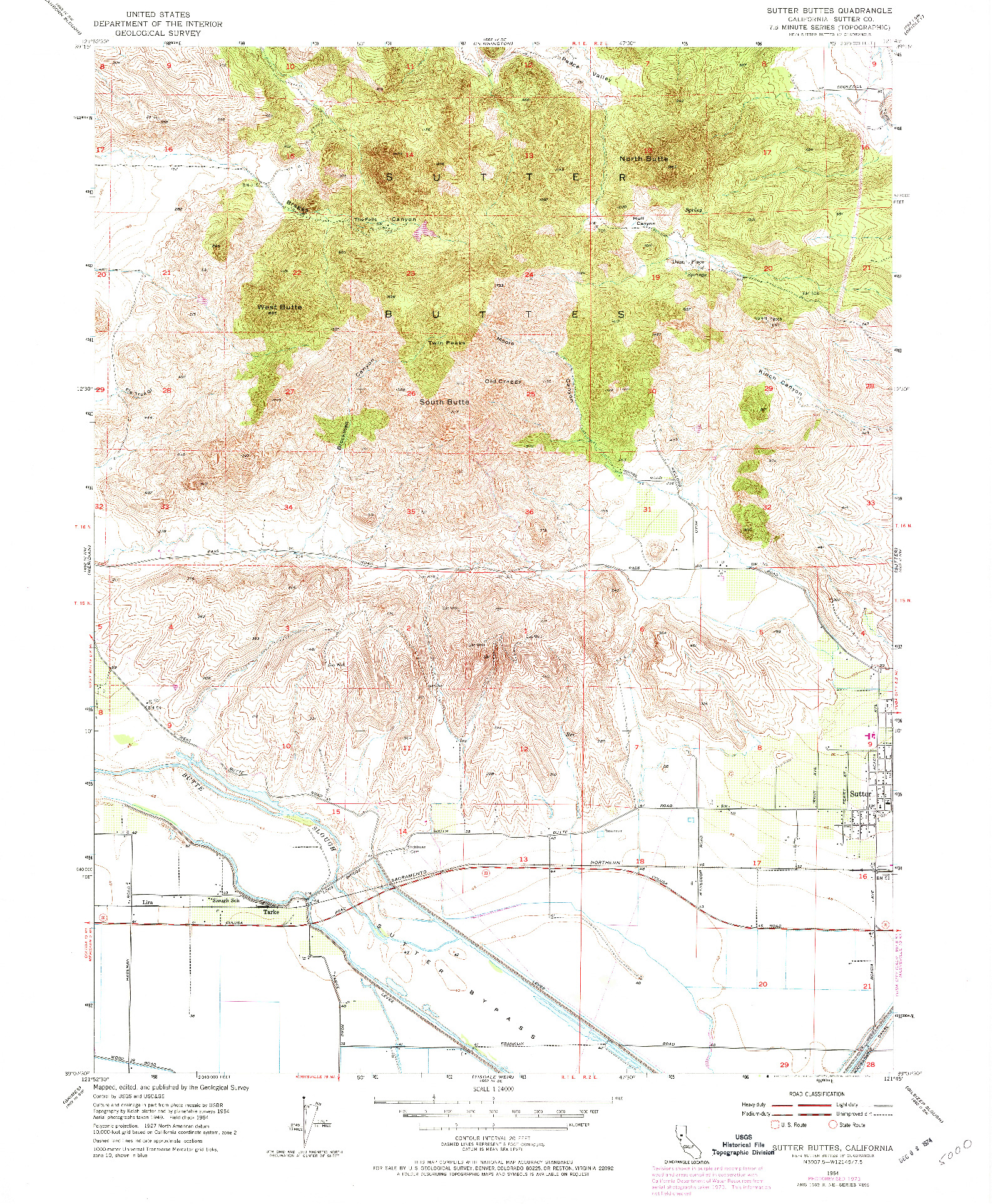 USGS 1:24000-SCALE QUADRANGLE FOR SUTTER BUTTES, CA 1954