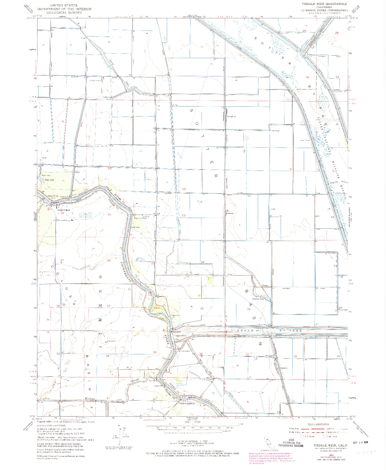 USGS 1:24000-SCALE QUADRANGLE FOR TISDALE WEIR, CA 1952