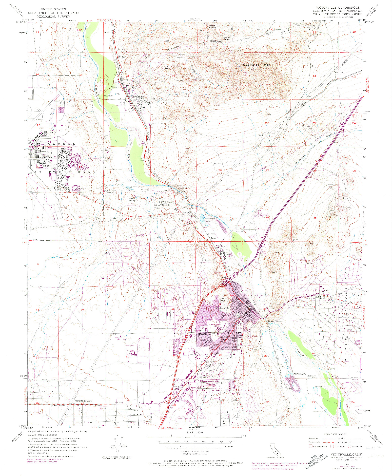 USGS 1:24000-SCALE QUADRANGLE FOR VICTORVILLE, CA 1956