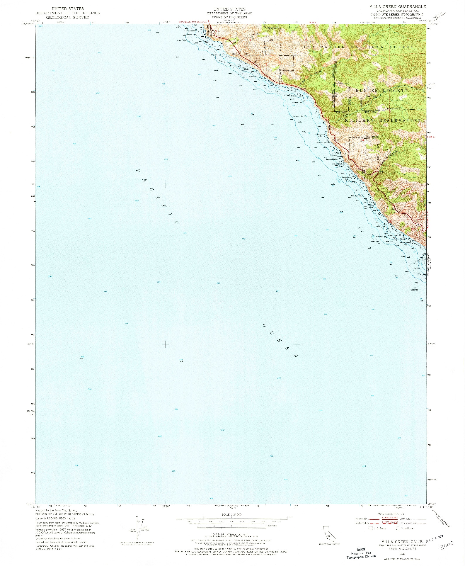 USGS 1:24000-SCALE QUADRANGLE FOR VILLA CREEK, CA 1949