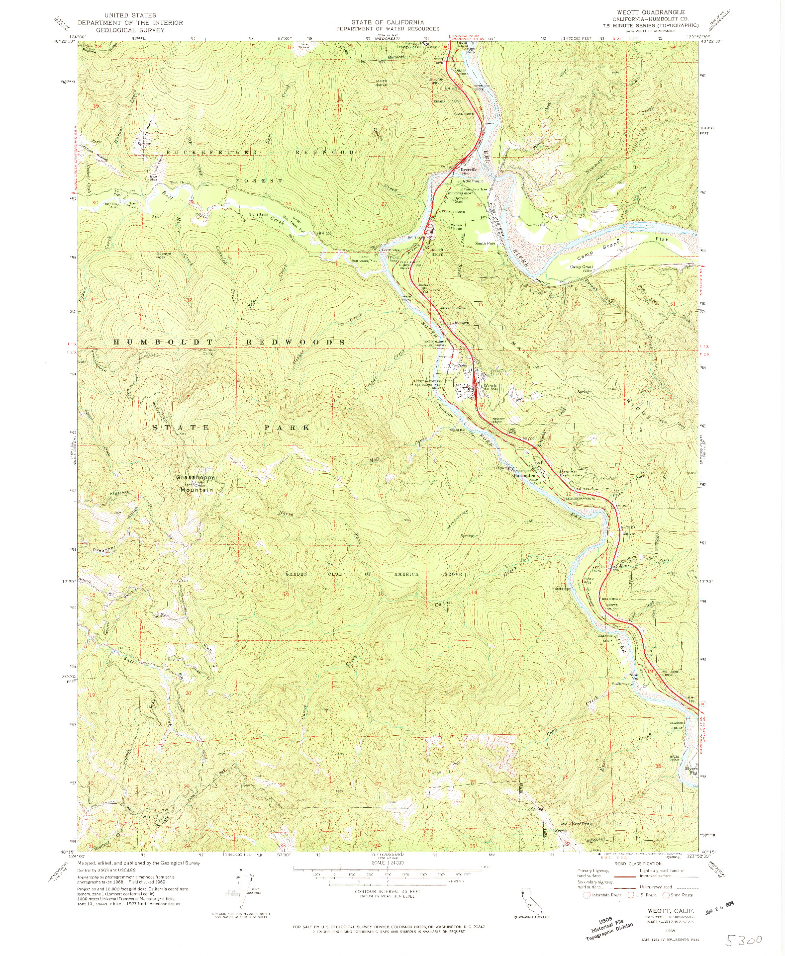 USGS 1:24000-SCALE QUADRANGLE FOR WEOTT, CA 1969