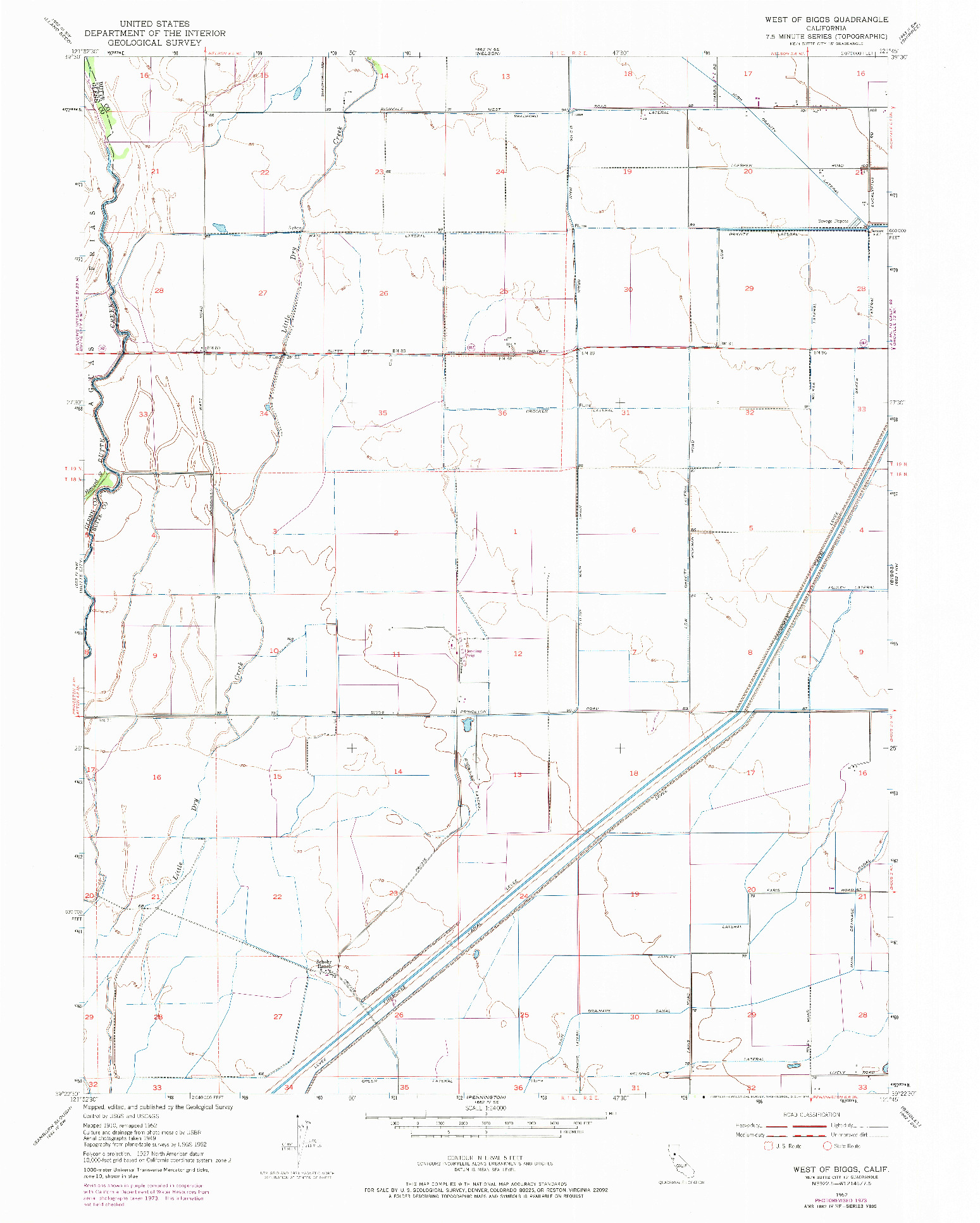 USGS 1:24000-SCALE QUADRANGLE FOR WEST OF BIGGS, CA 1952