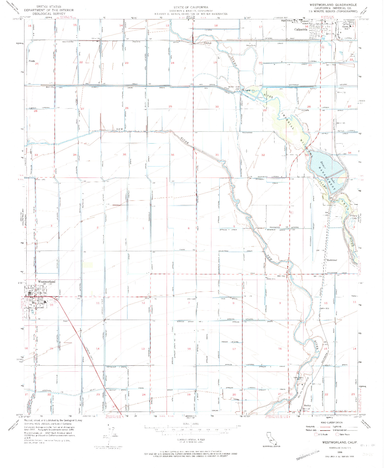 USGS 1:24000-SCALE QUADRANGLE FOR WESTMORLAND, CA 1956