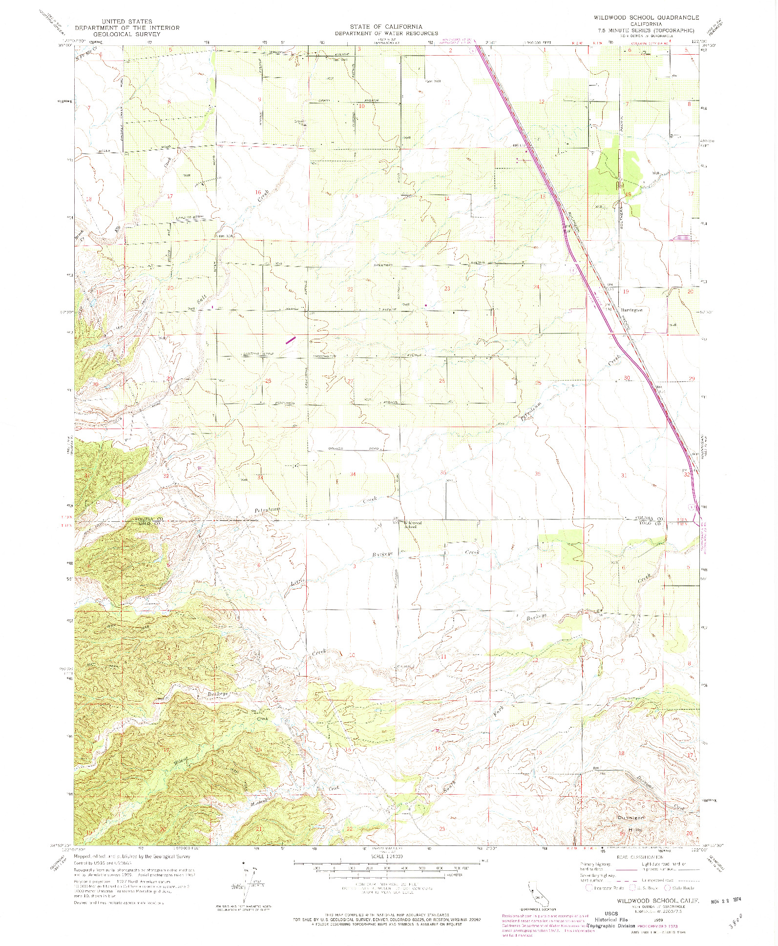 USGS 1:24000-SCALE QUADRANGLE FOR WILDWOOD SCHOOL, CA 1959