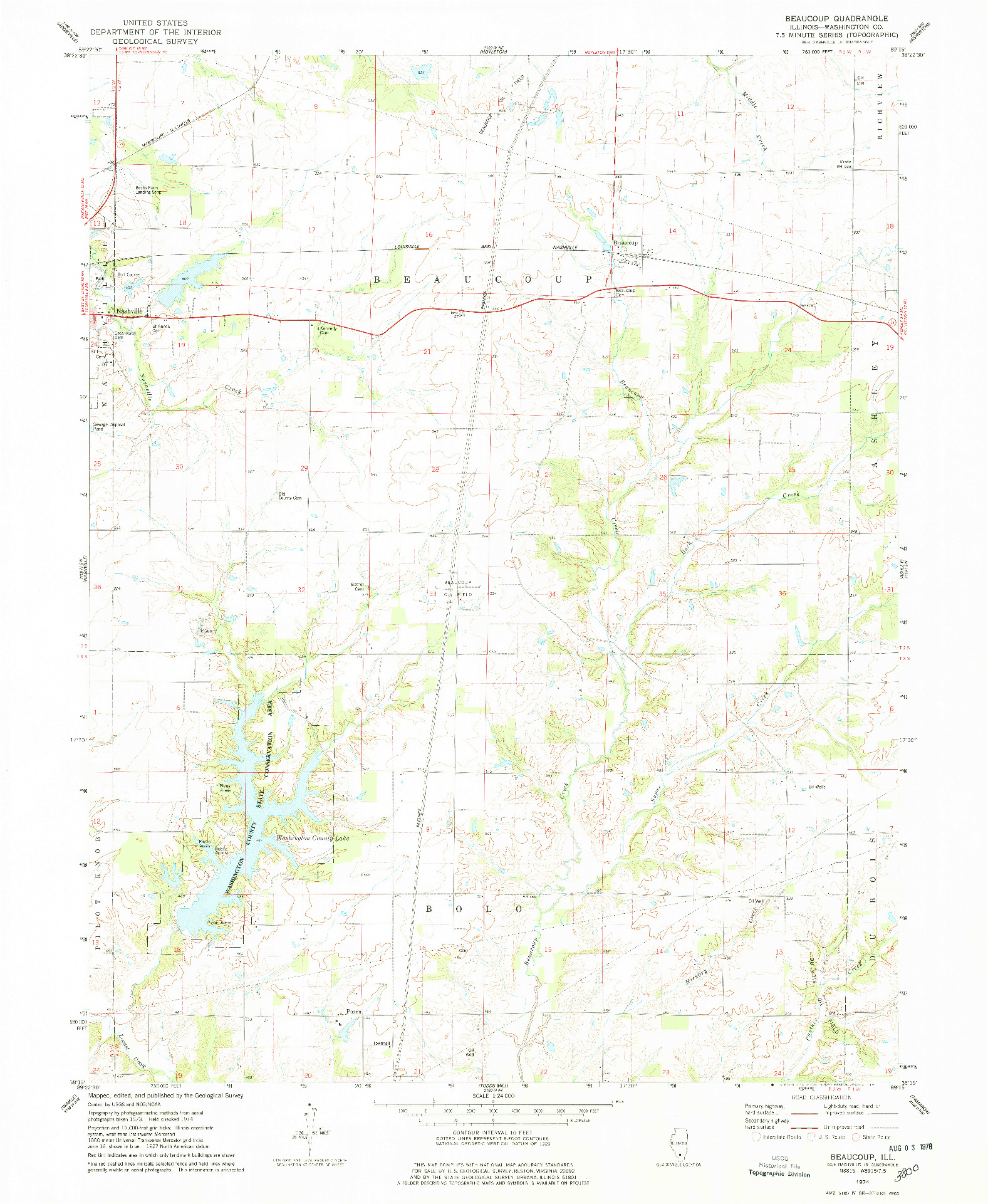 USGS 1:24000-SCALE QUADRANGLE FOR BEAUCOUP, IL 1974