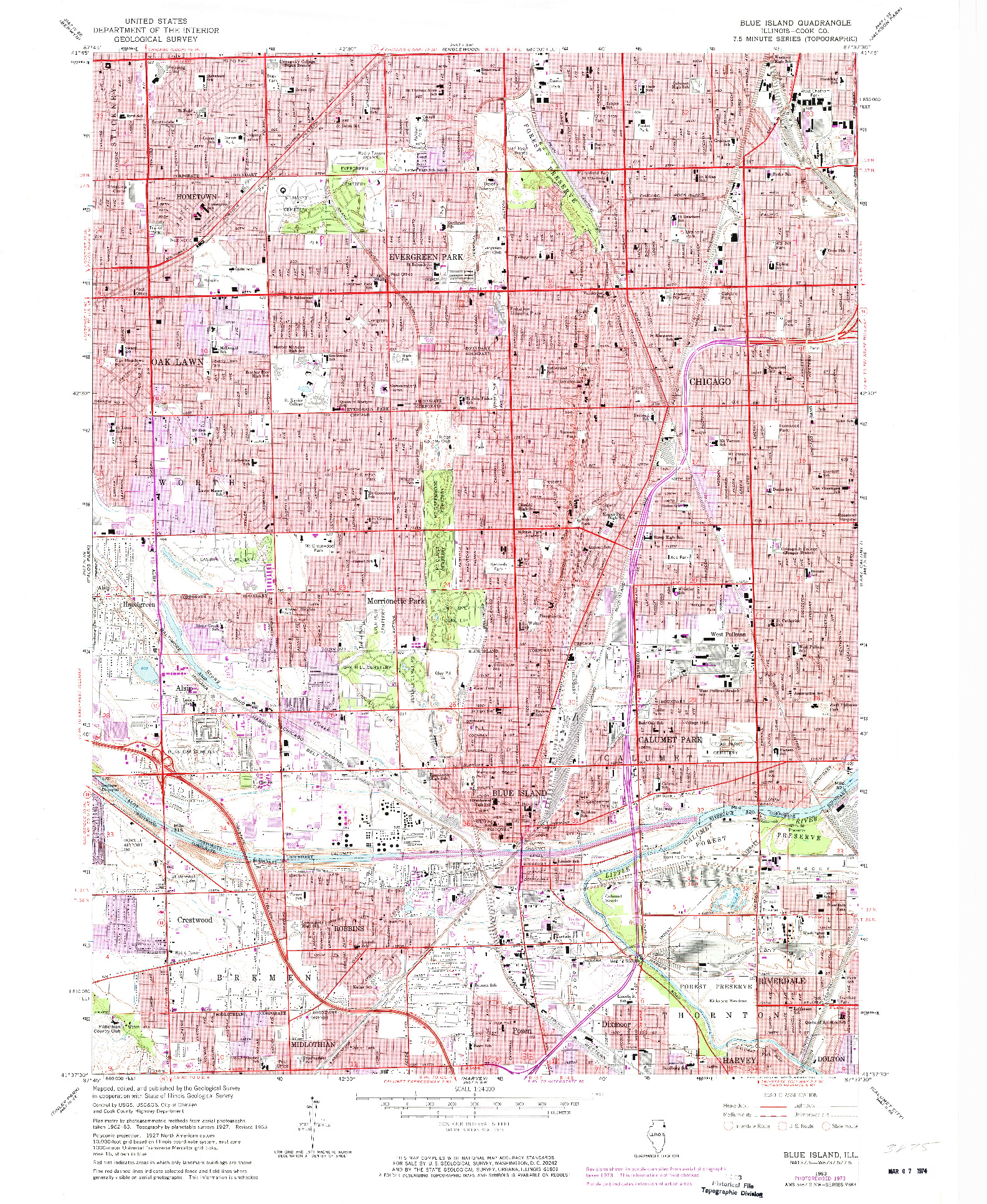 USGS 1:24000-SCALE QUADRANGLE FOR BLUE ISLAND, IL 1963