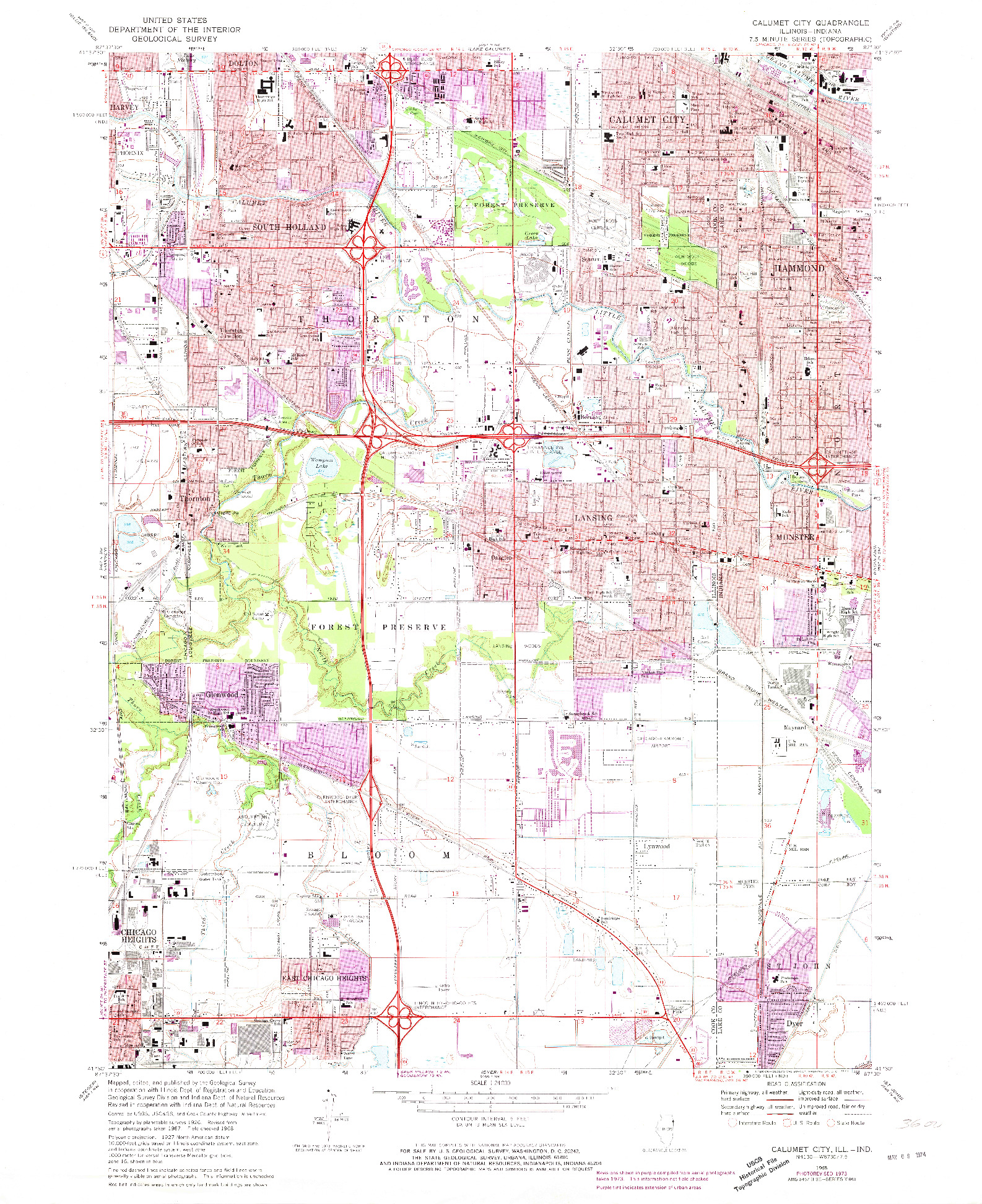 USGS 1:24000-SCALE QUADRANGLE FOR CALUMET CITY, IL 1968