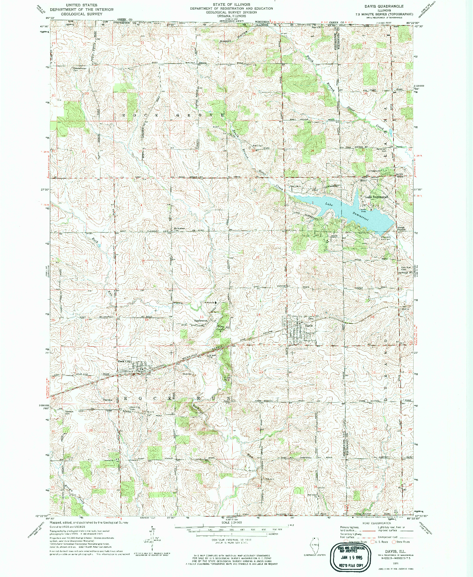 USGS 1:24000-SCALE QUADRANGLE FOR DAVIS, IL 1971