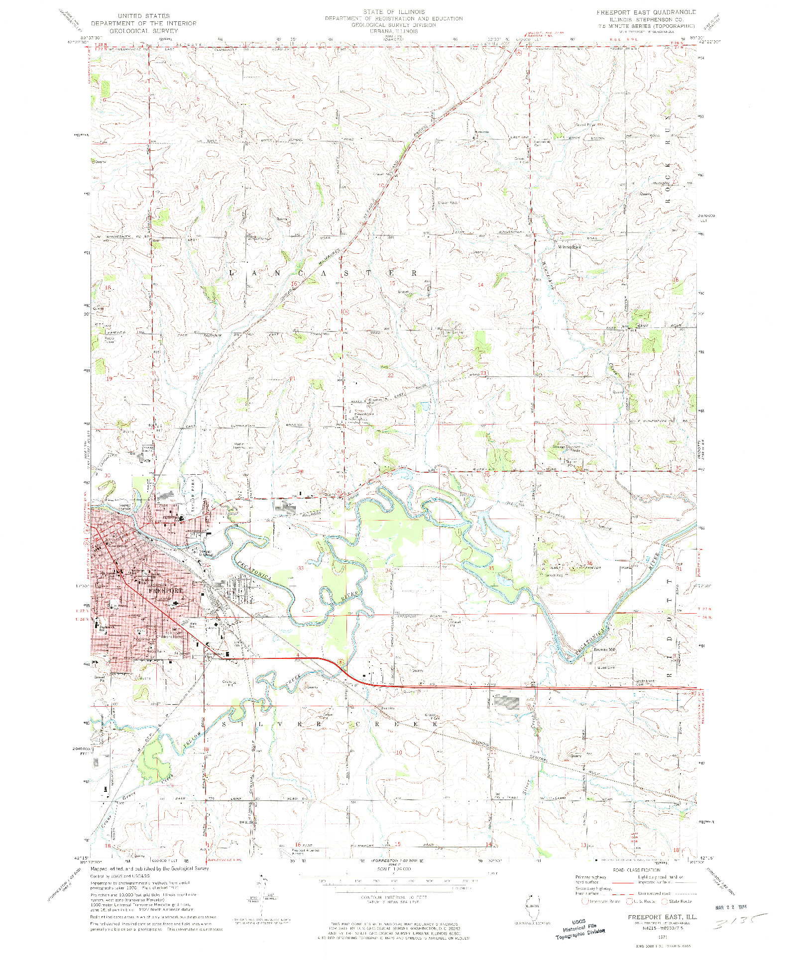 USGS 1:24000-SCALE QUADRANGLE FOR FREEPORT EAST, IL 1971