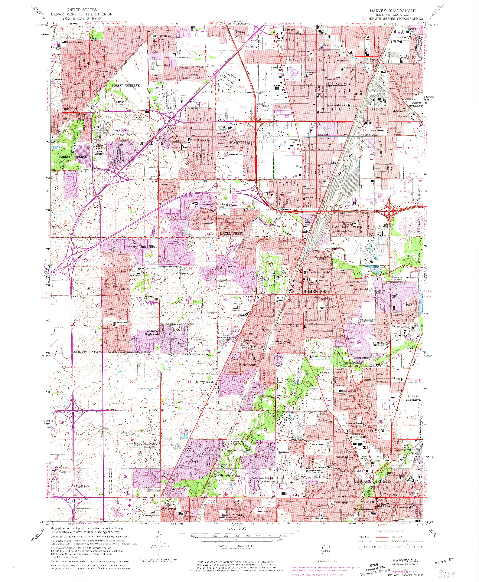 USGS 1:24000-SCALE QUADRANGLE FOR HARVEY, IL 1963