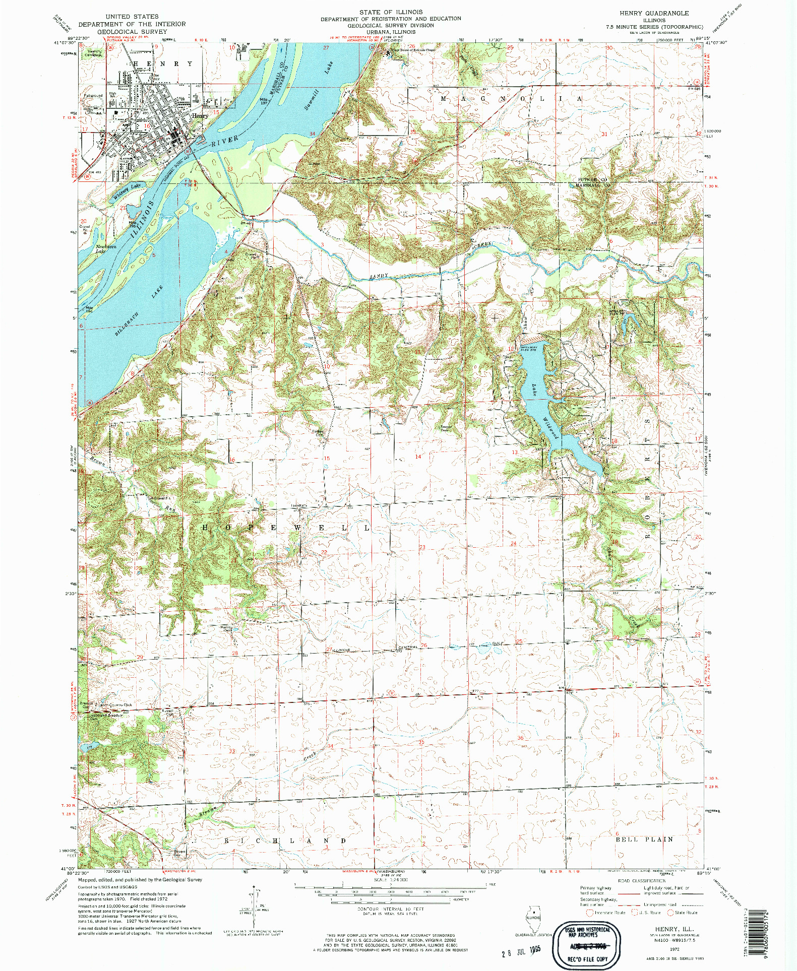 USGS 1:24000-SCALE QUADRANGLE FOR HENRY, IL 1972