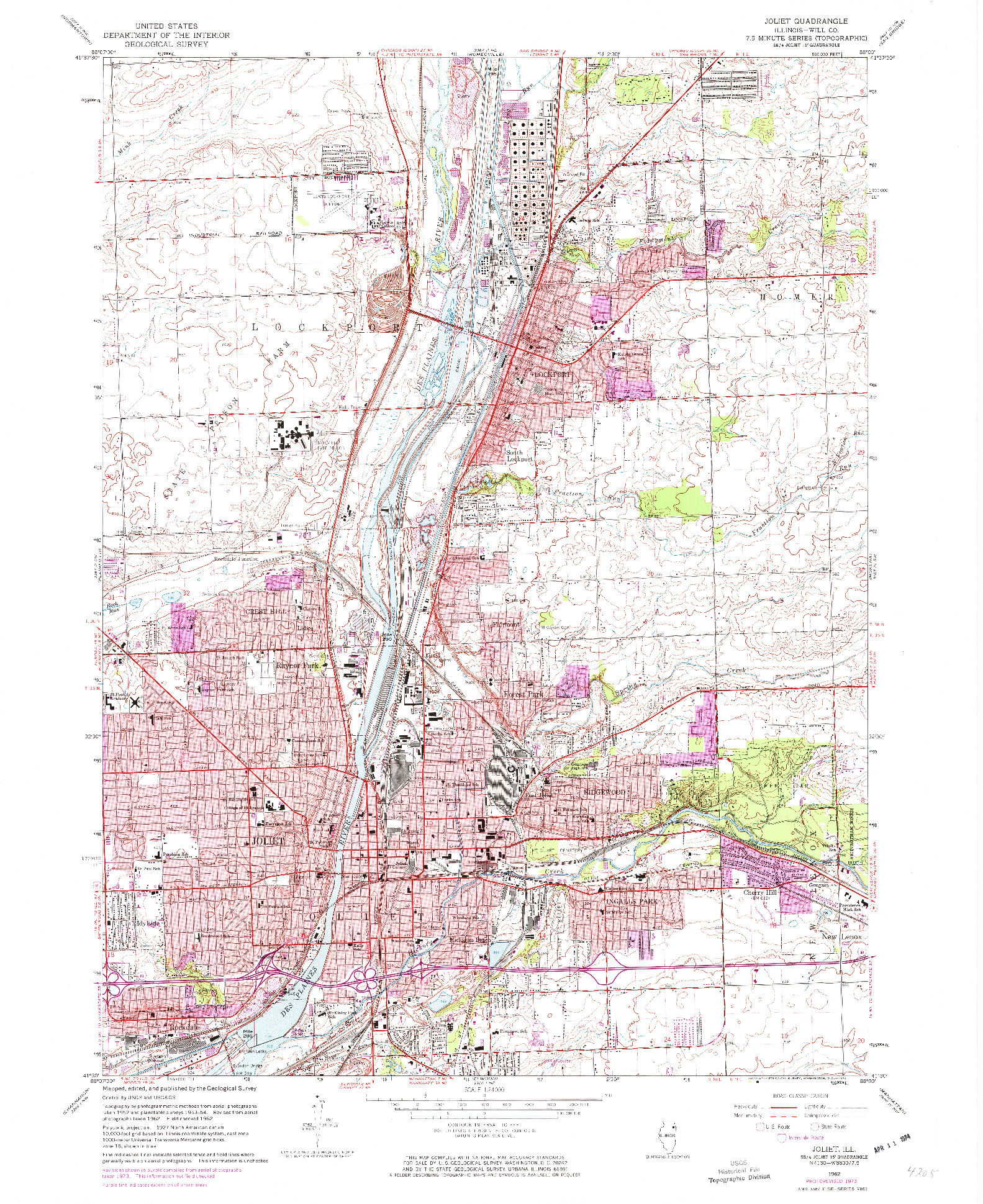 USGS 1:24000-SCALE QUADRANGLE FOR JOLIET, IL 1962