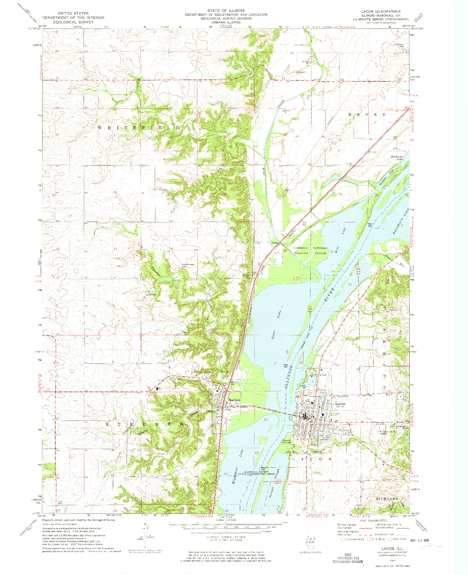 USGS 1:24000-SCALE QUADRANGLE FOR LACON, IL 1972