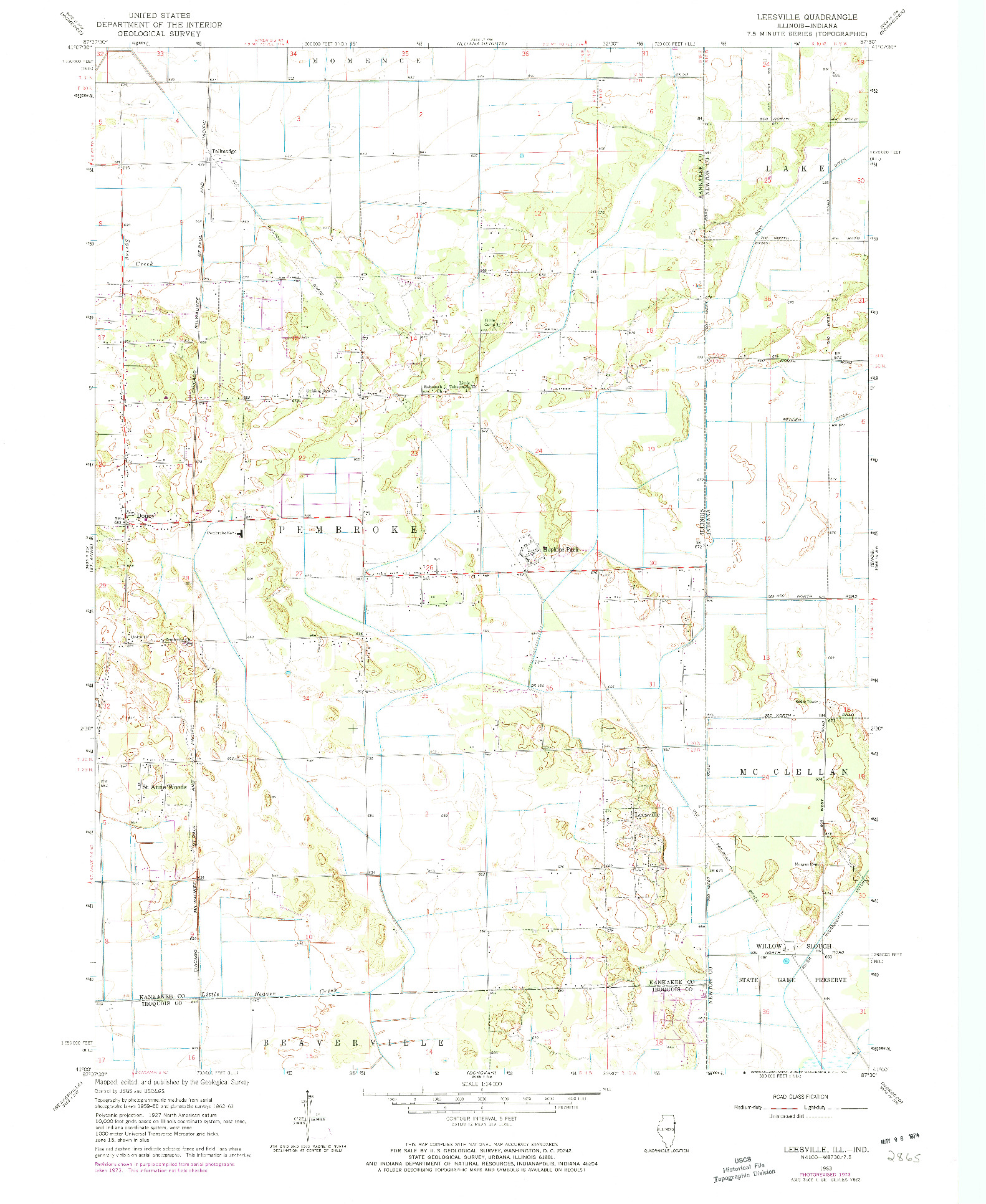 USGS 1:24000-SCALE QUADRANGLE FOR LEESVILLE, IL 1963