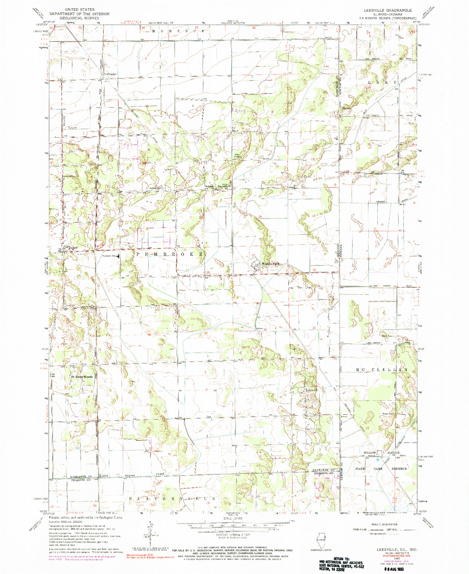 USGS 1:24000-SCALE QUADRANGLE FOR LEESVILLE, IL 1963