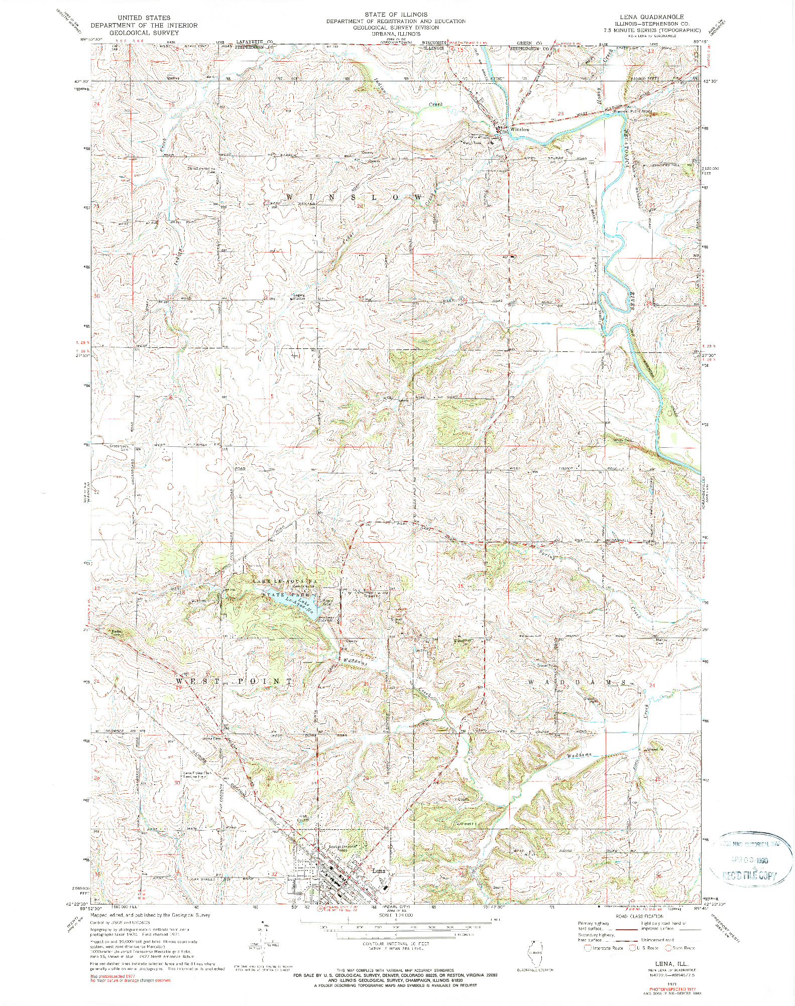 USGS 1:24000-SCALE QUADRANGLE FOR LENA, IL 1971