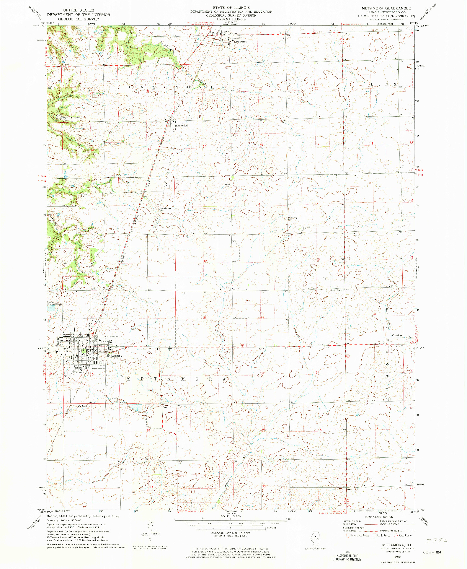 USGS 1:24000-SCALE QUADRANGLE FOR METAMORA, IL 1972