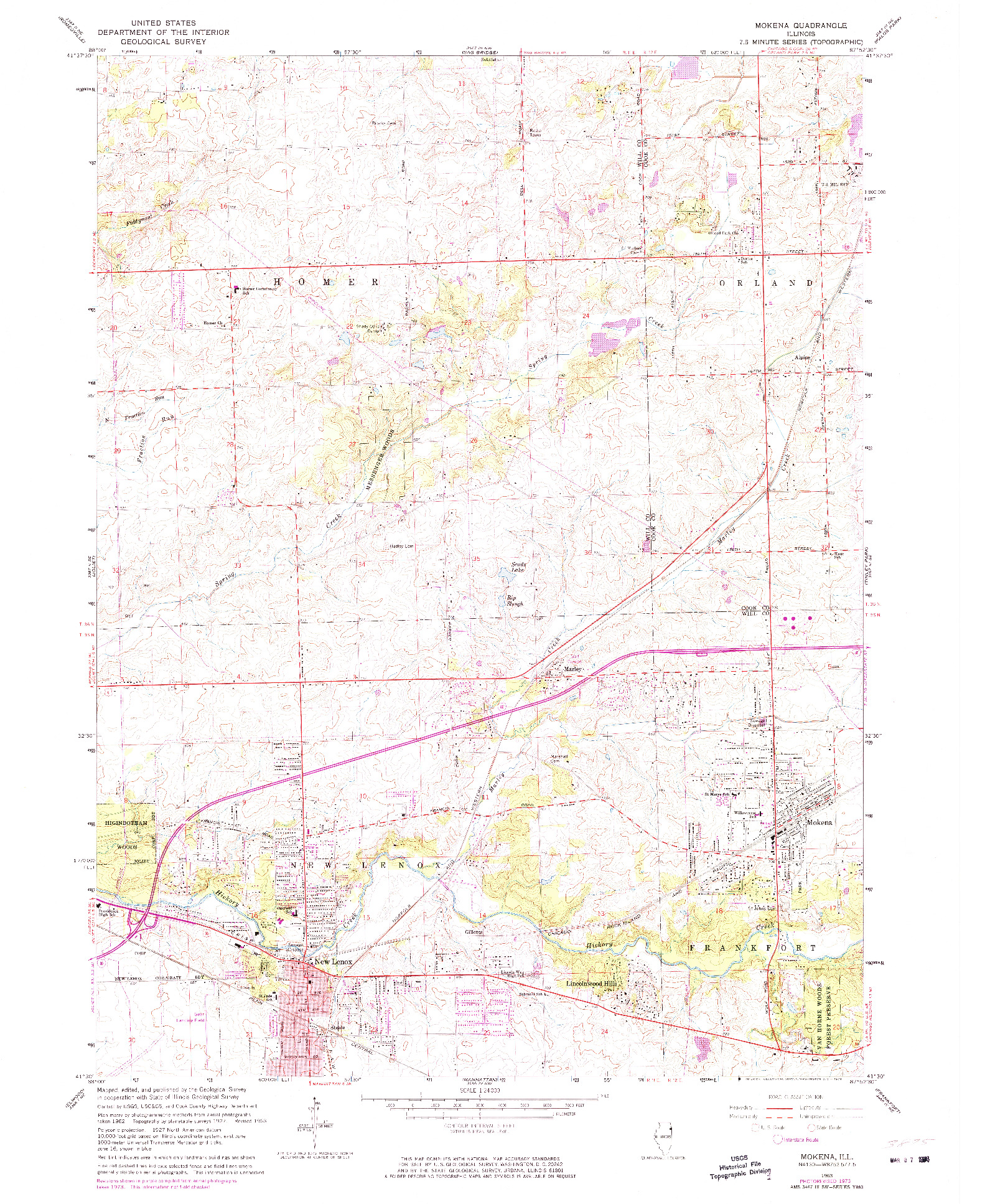 USGS 1:24000-SCALE QUADRANGLE FOR MOKENA, IL 1963