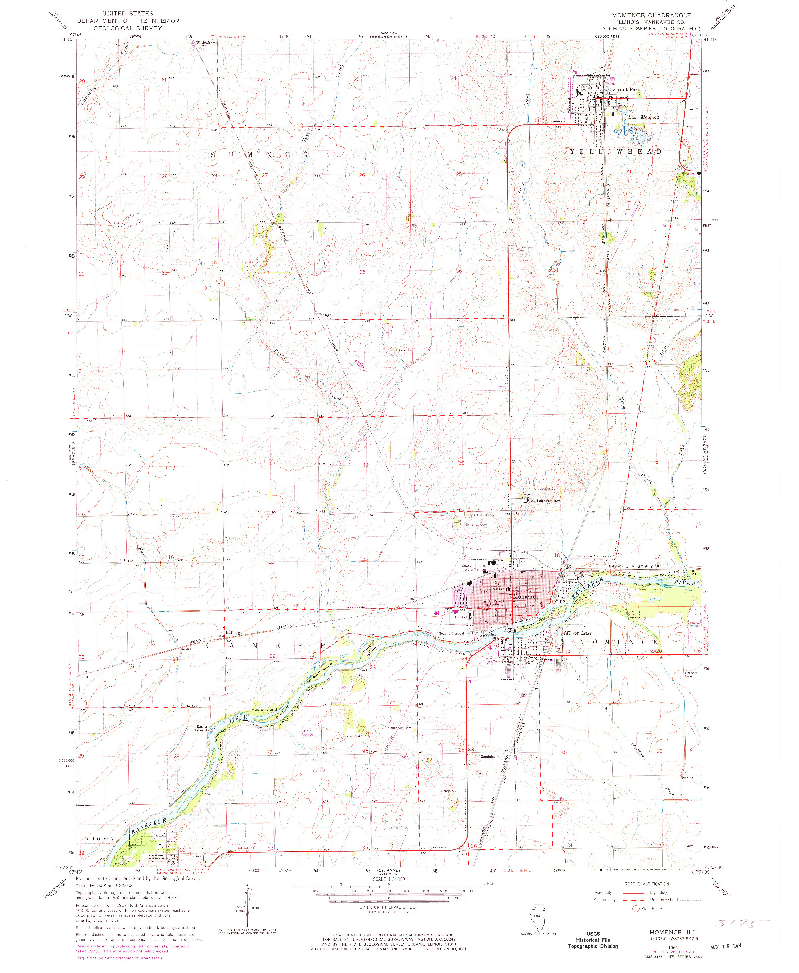 USGS 1:24000-SCALE QUADRANGLE FOR MOMENCE, IL 1964