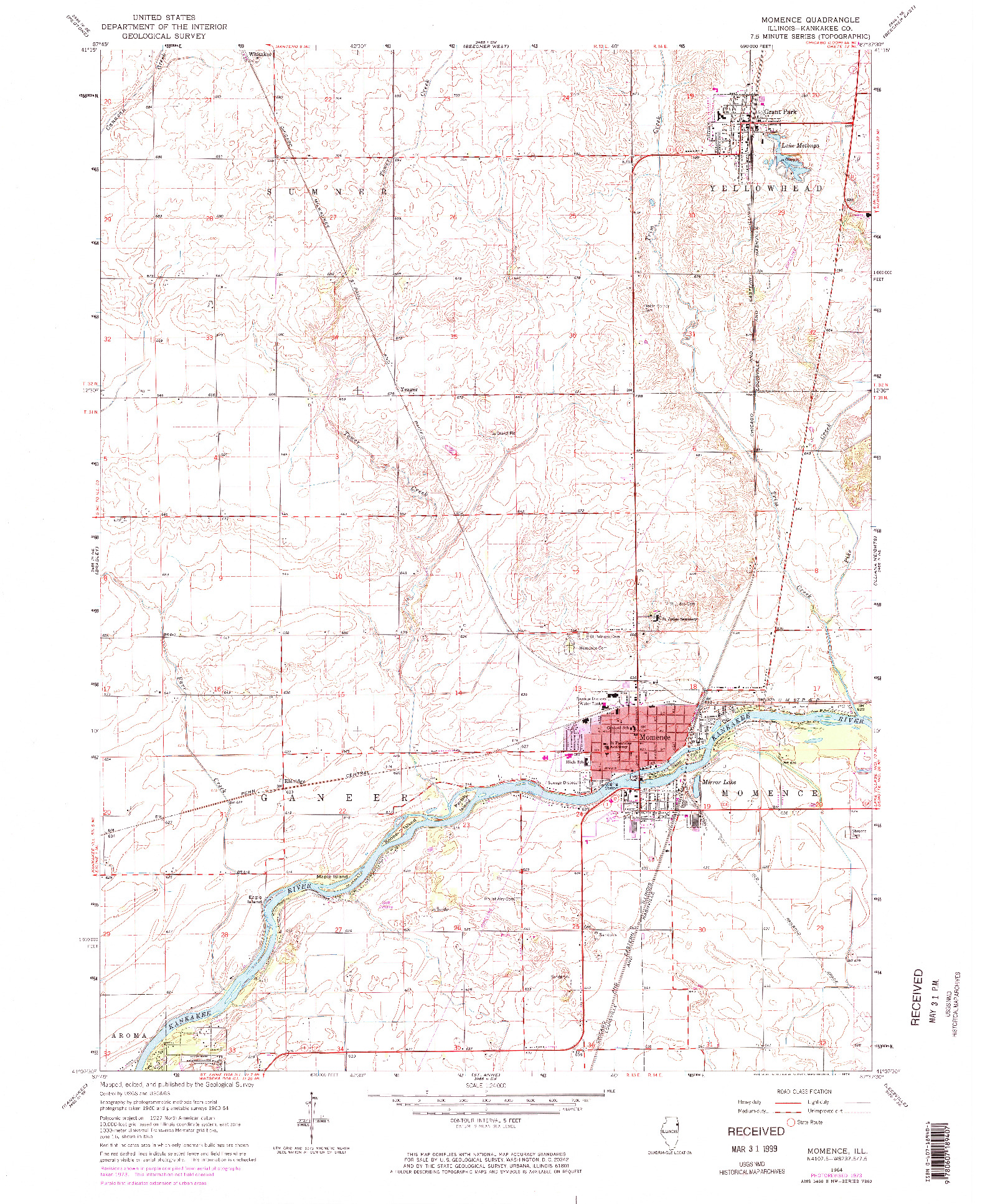 USGS 1:24000-SCALE QUADRANGLE FOR MOMENCE, IL 1964