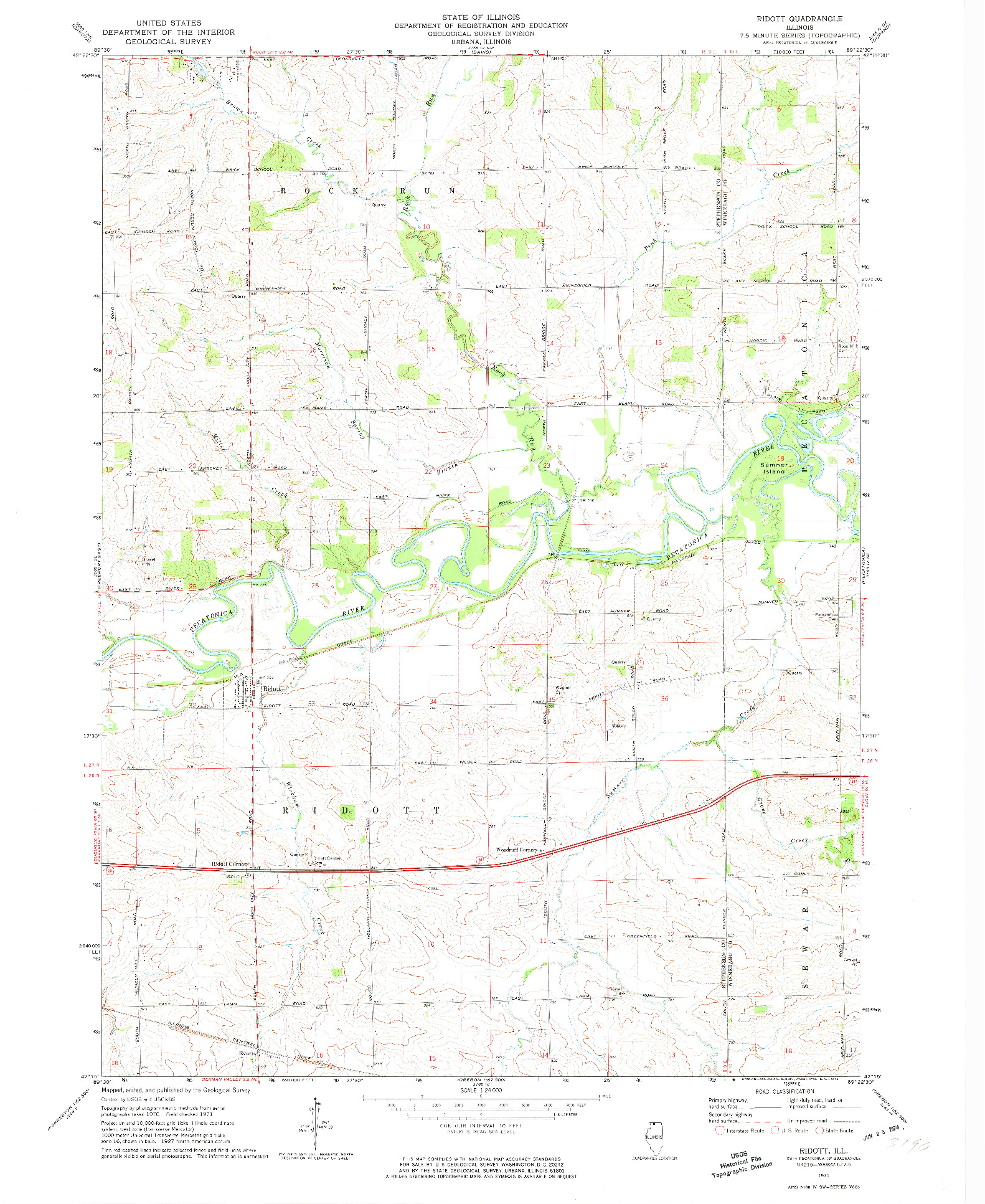 USGS 1:24000-SCALE QUADRANGLE FOR RIDOTT, IL 1971