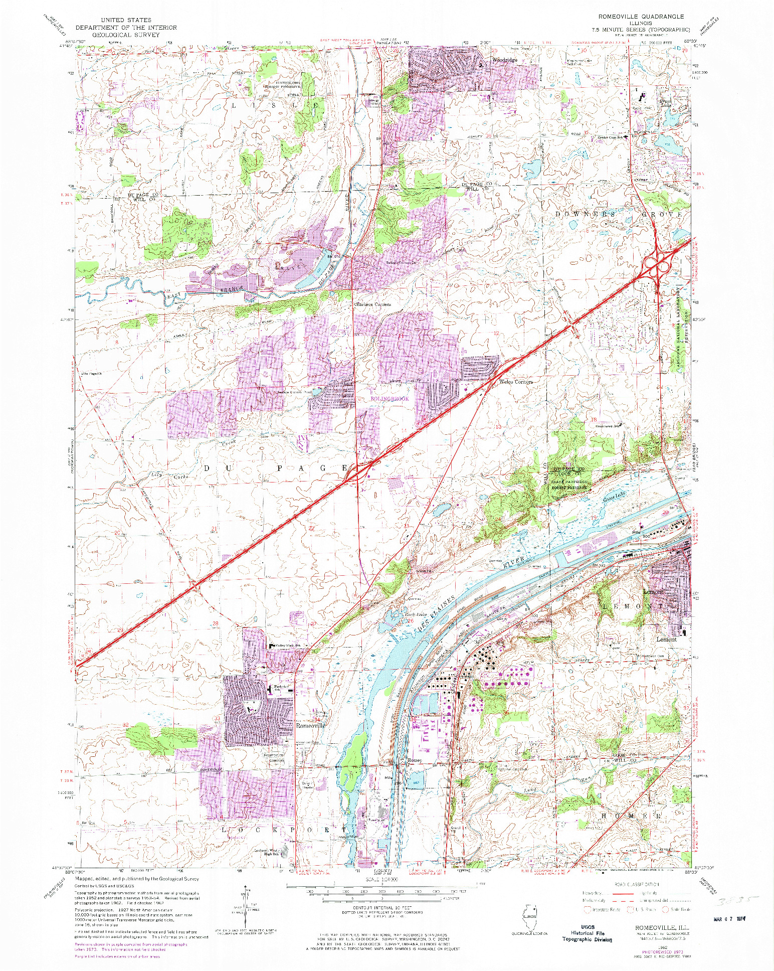 USGS 1:24000-SCALE QUADRANGLE FOR ROMEOVILLE, IL 1962