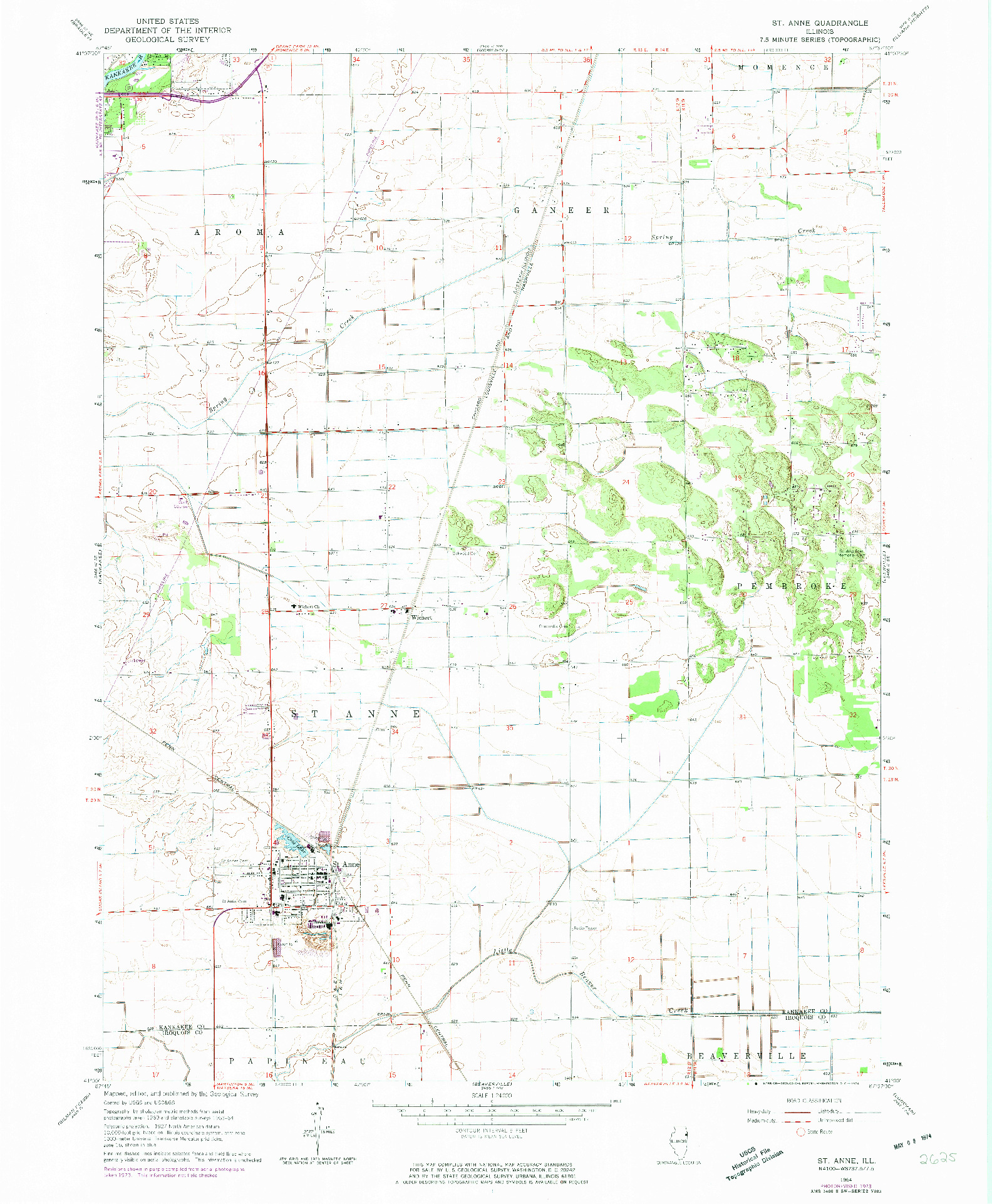 USGS 1:24000-SCALE QUADRANGLE FOR ST. ANNE, IL 1964