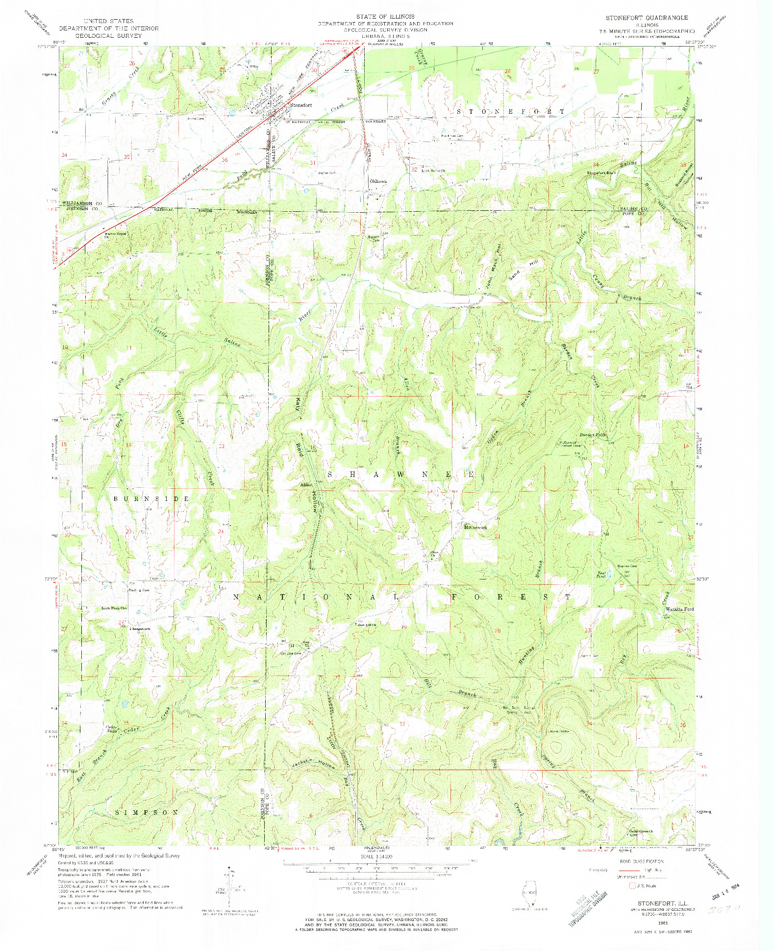 USGS 1:24000-SCALE QUADRANGLE FOR STONEFORT, IL 1961