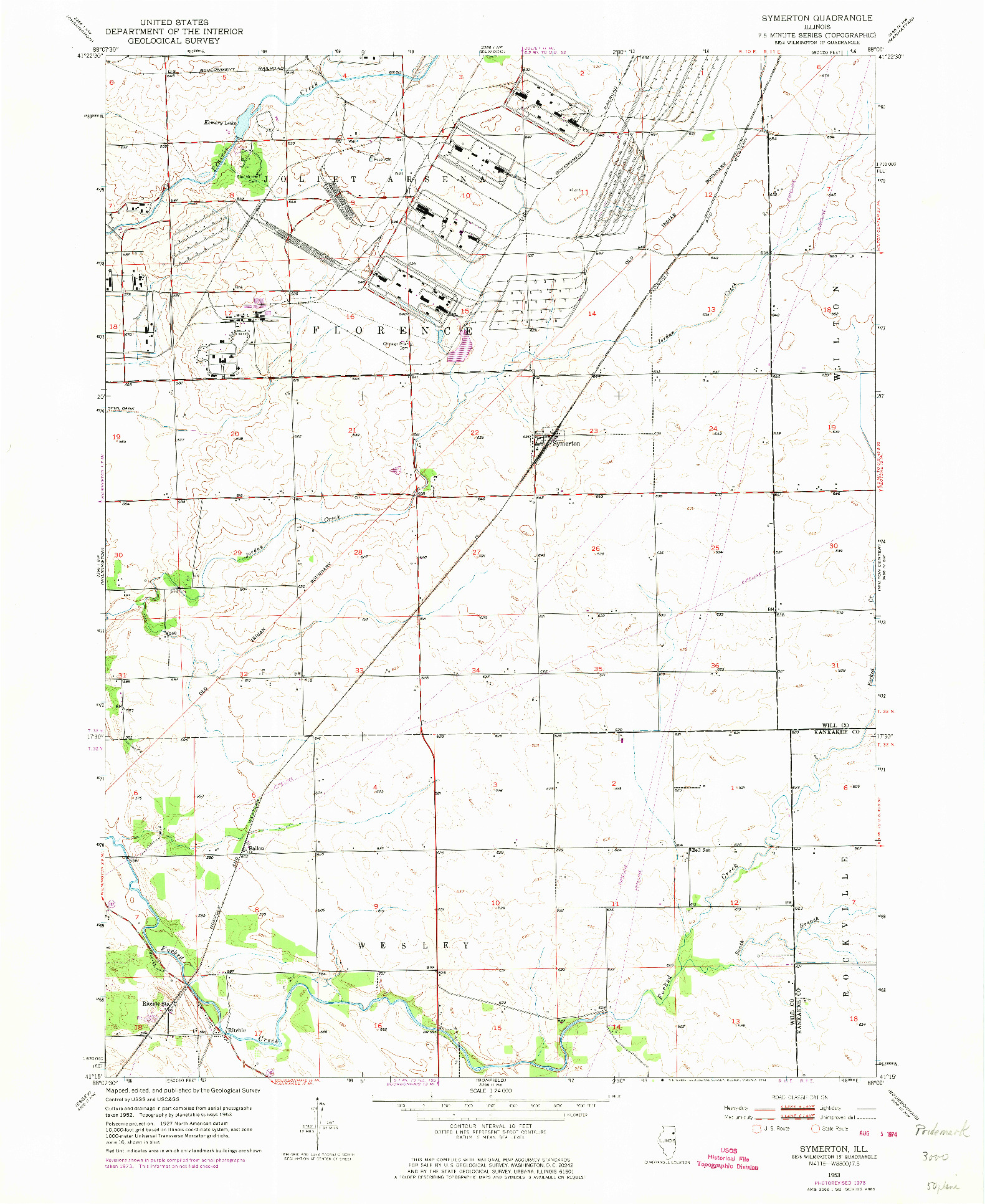 USGS 1:24000-SCALE QUADRANGLE FOR SYMERTON, IL 1953